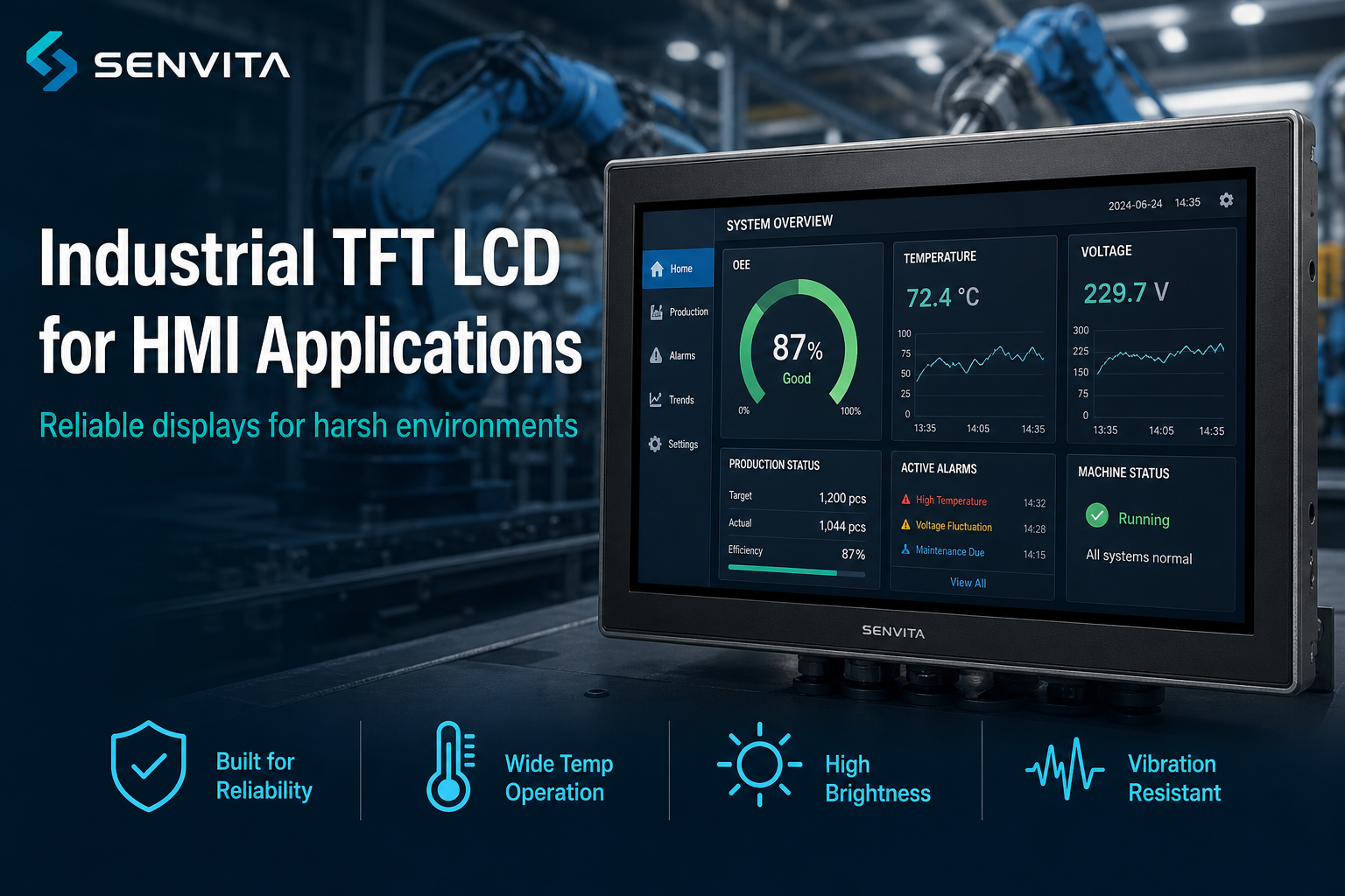 Industrial TFT LCD for HMI applications — reliable displays for harsh environments