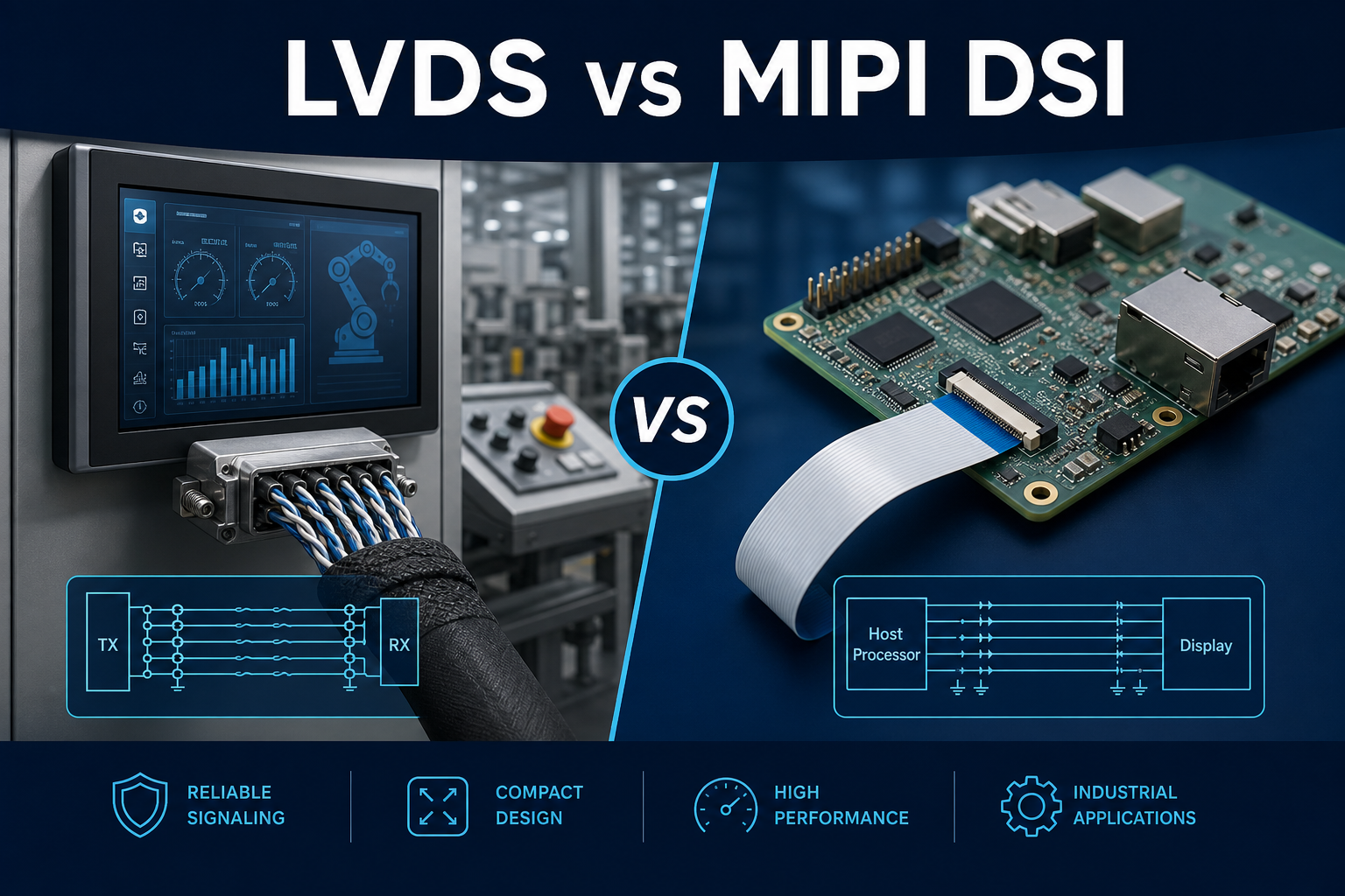 工业 TFT LCD 与 HMI 显示系统中的 LVDS 与 MIPI DSI 对比