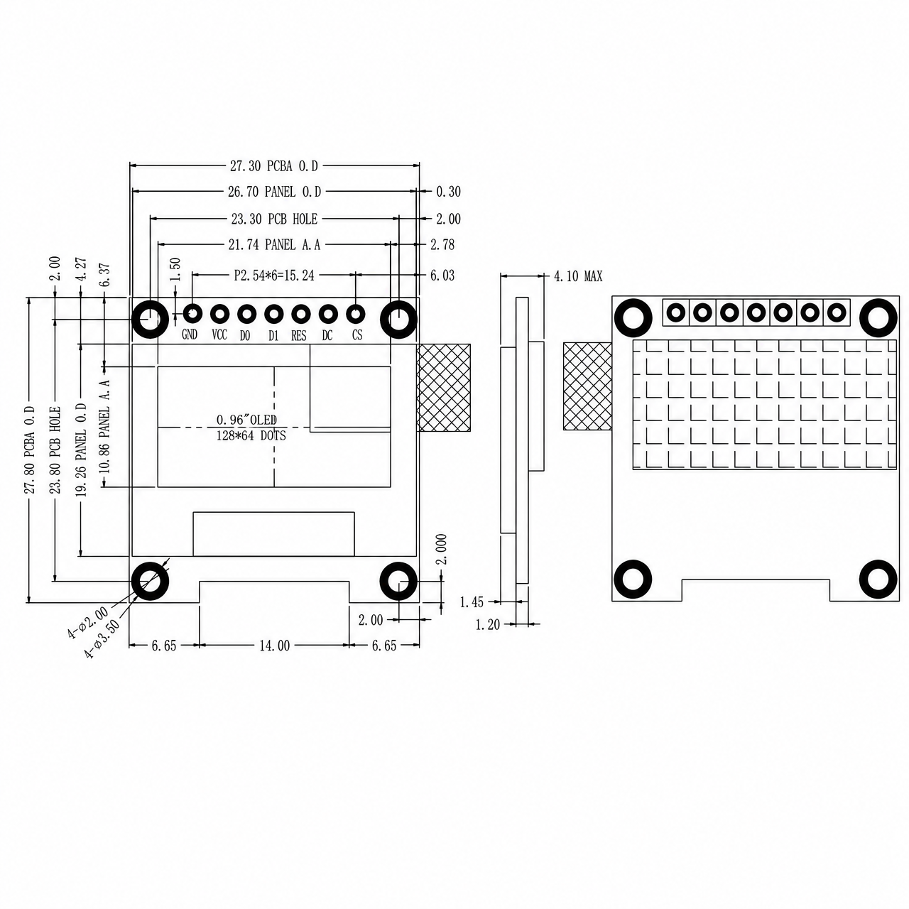 STK0096SQOSN009 0.96 дюйм 128x64 разрешение driver IC SSD1306 SPI интерфейс PMOLED display