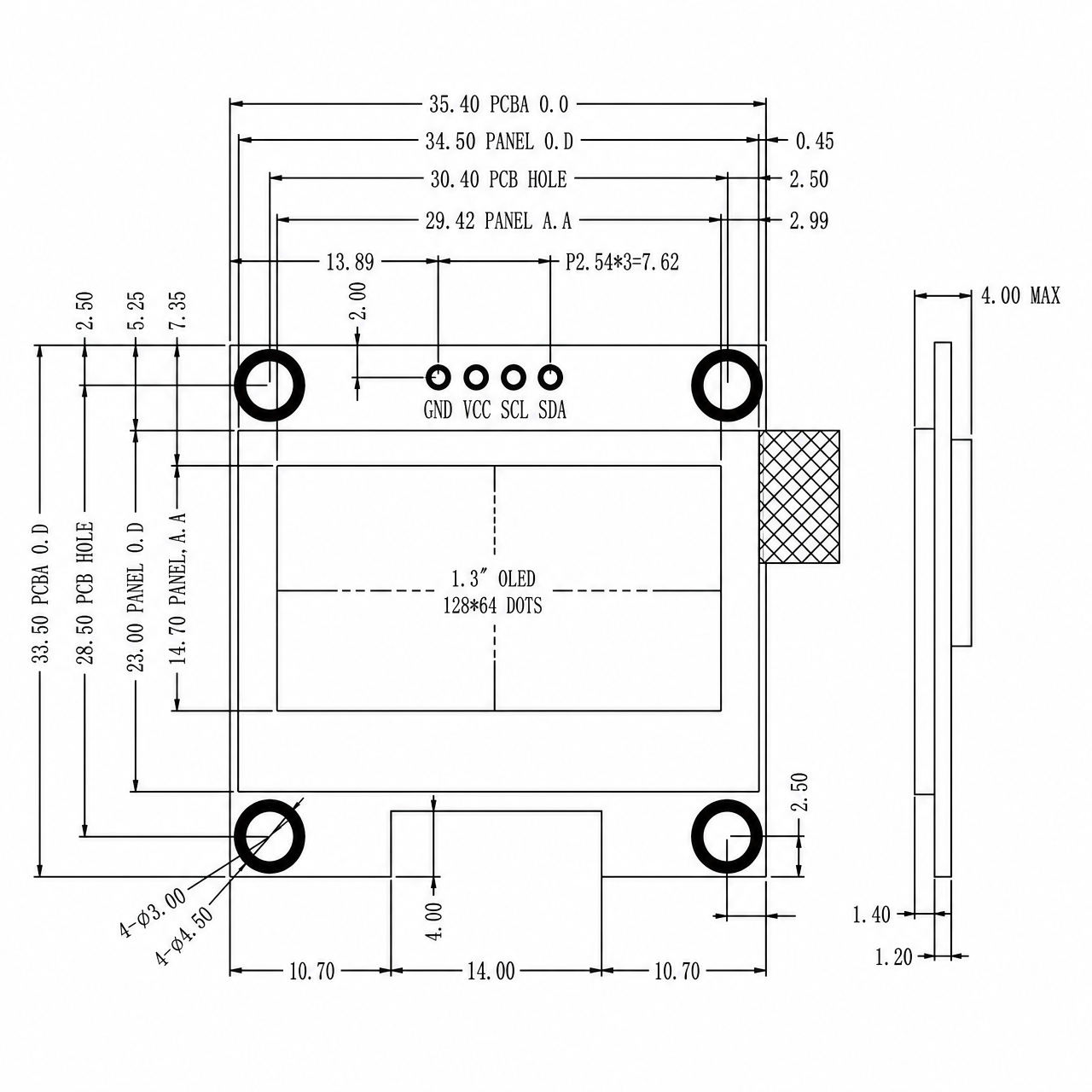 STK013SQOIN012 1.3 дюйм 128x64 разрешение SH1106 IIC интерфейс wide temp PMOLED display
