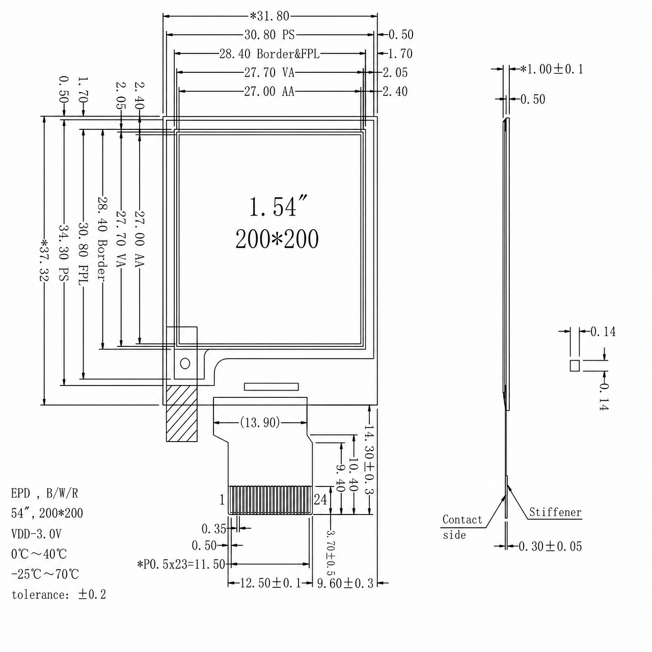 STK015QVFSN015 1.54 дюйм 200x200 разрешение SSD1681 SPI интерфейс black white red E-paper display