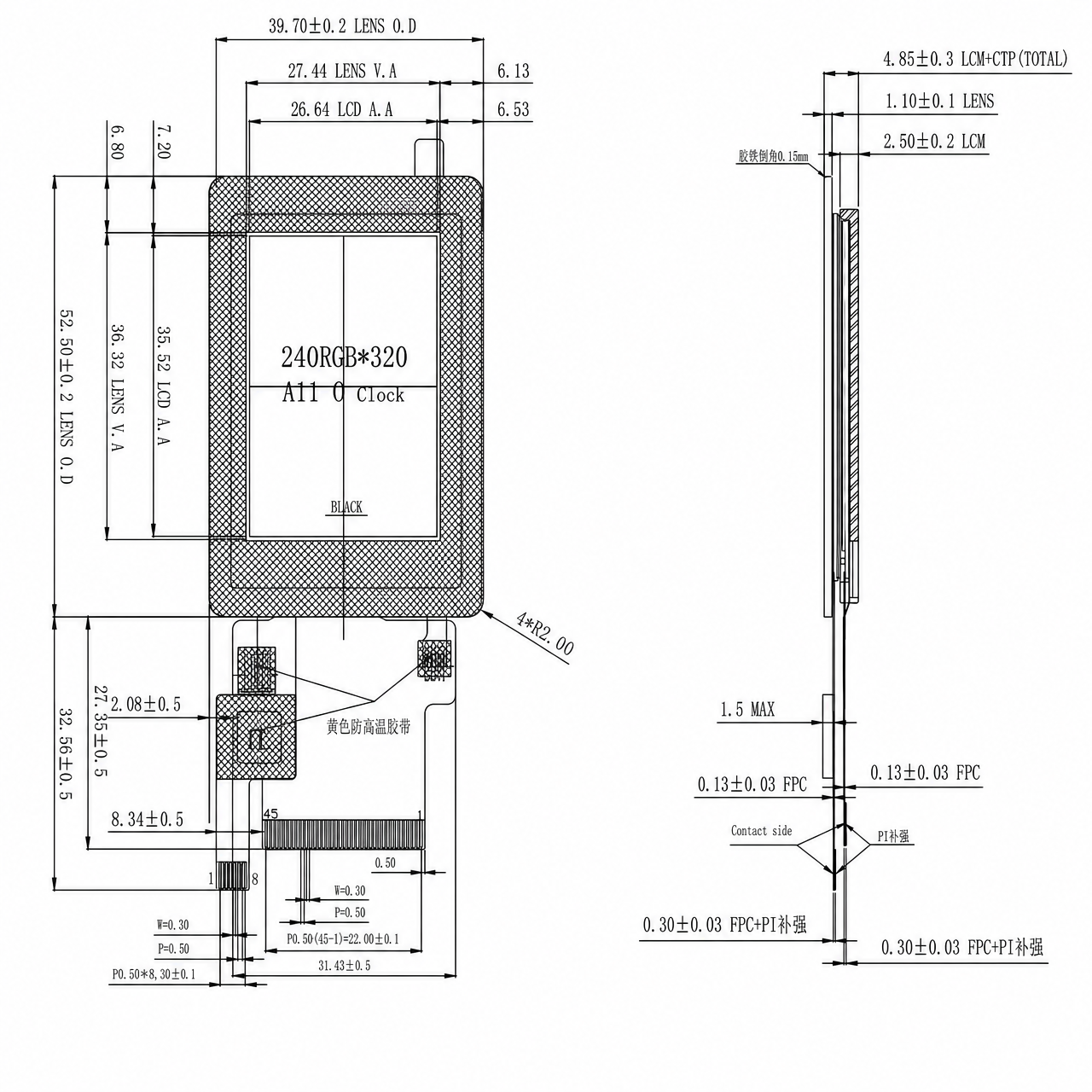 STK018QVFMN010-02-C001A 1.77 дюйм Wide-viewing-angle 240x320 lcd touch screen with MCU+SPI+RGB интерфейс ST7789V IC