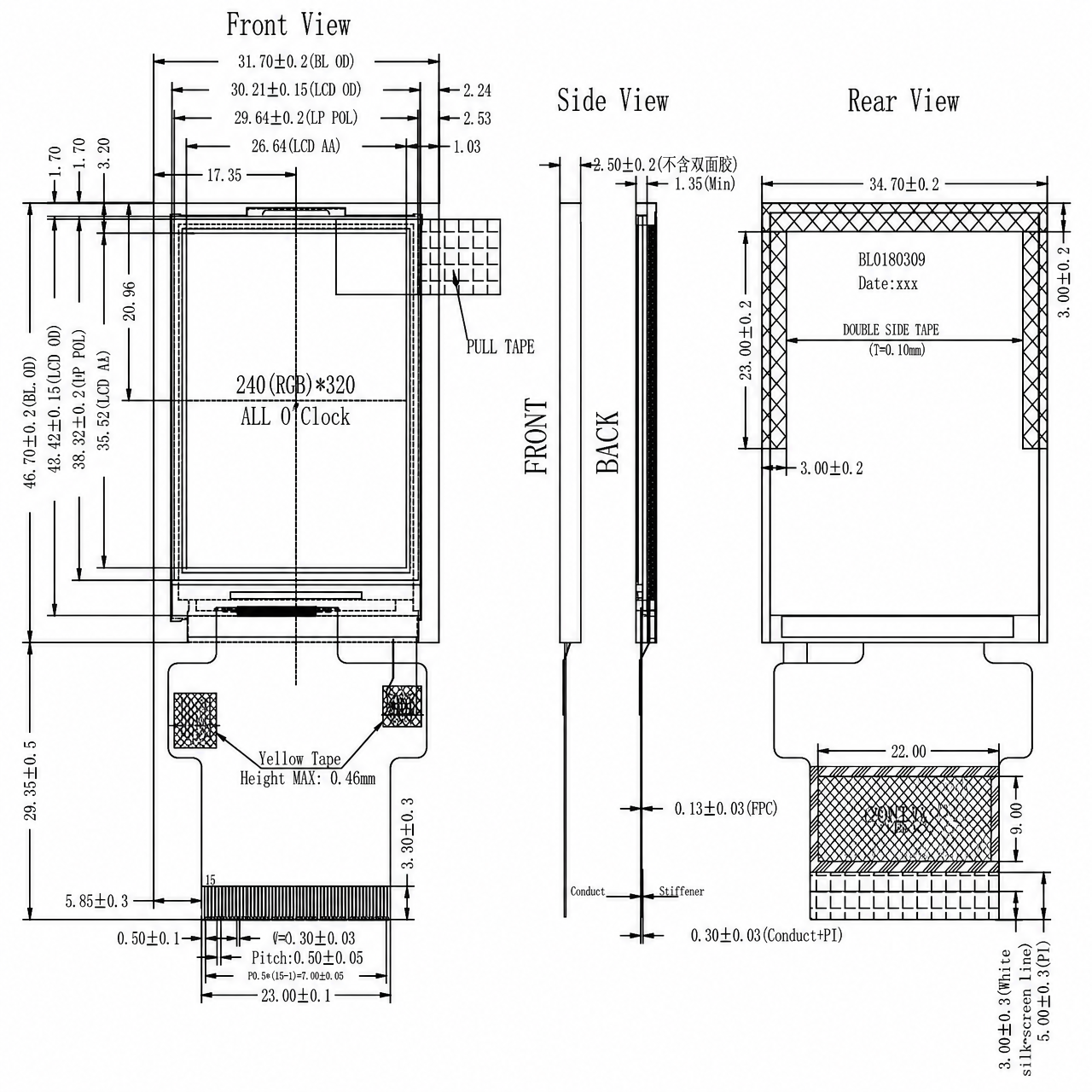 STK018QVFMN010-02 1.77 дюйм 240x320 ST7789V MCU/SPI/RGB интерфейс TFT LCD
