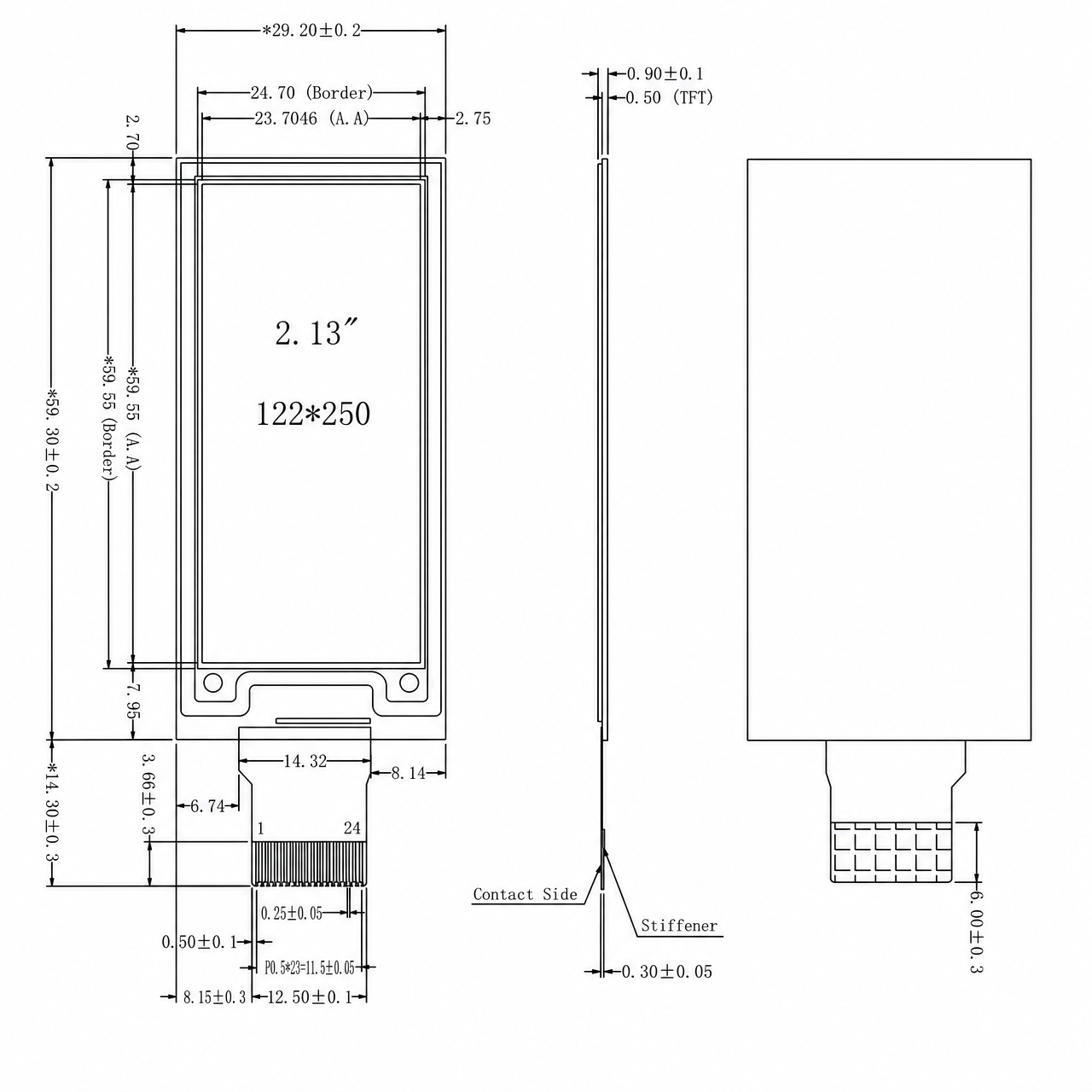 STK021QVFSN006 2.13 дюйм 122x250 SSD1680 SPI интерфейс black white red high reflectance E-paper display