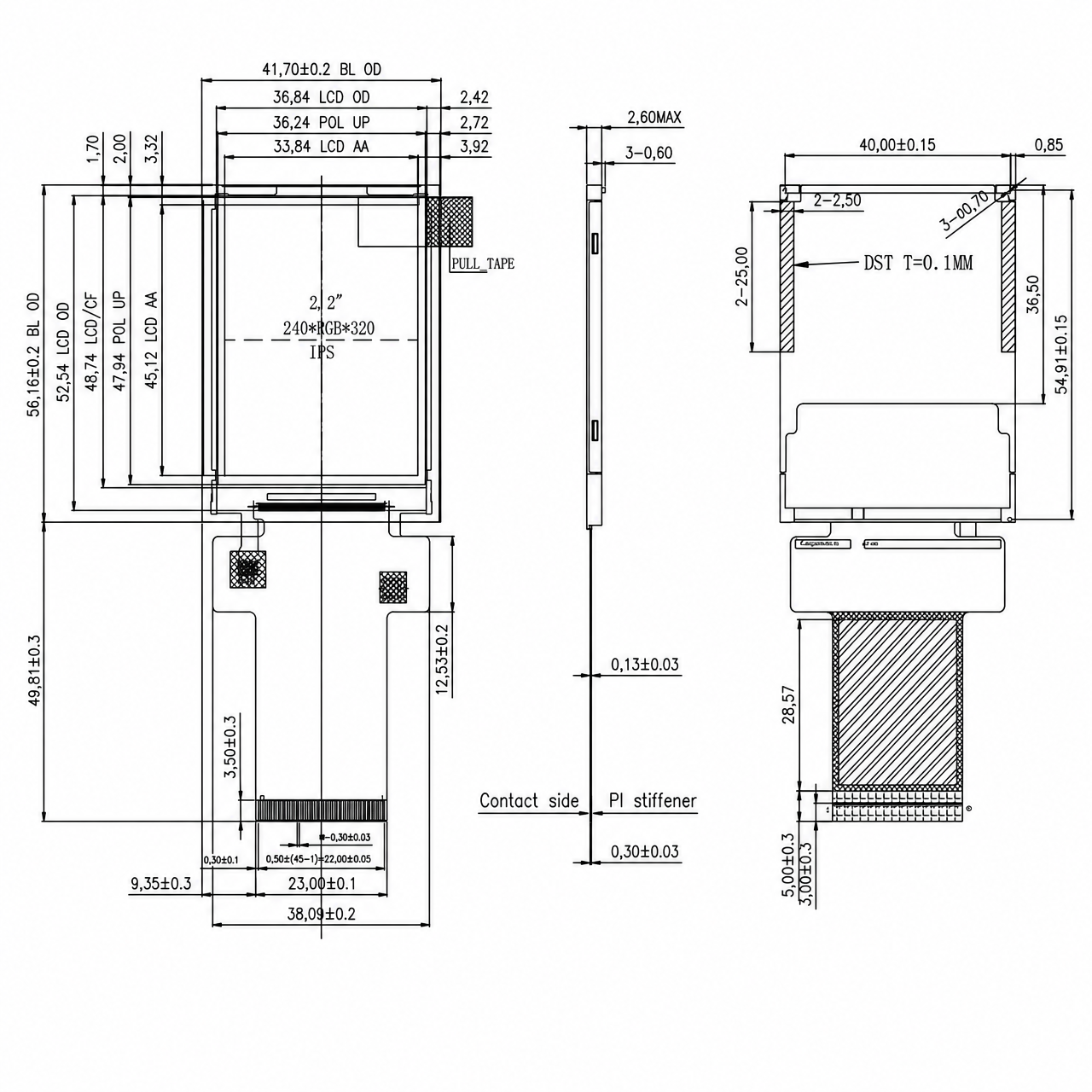 STK022QVFBD014 2.2 дюйм 240x320 R61516 8/16BIT MCU интерфейс TFT LCD