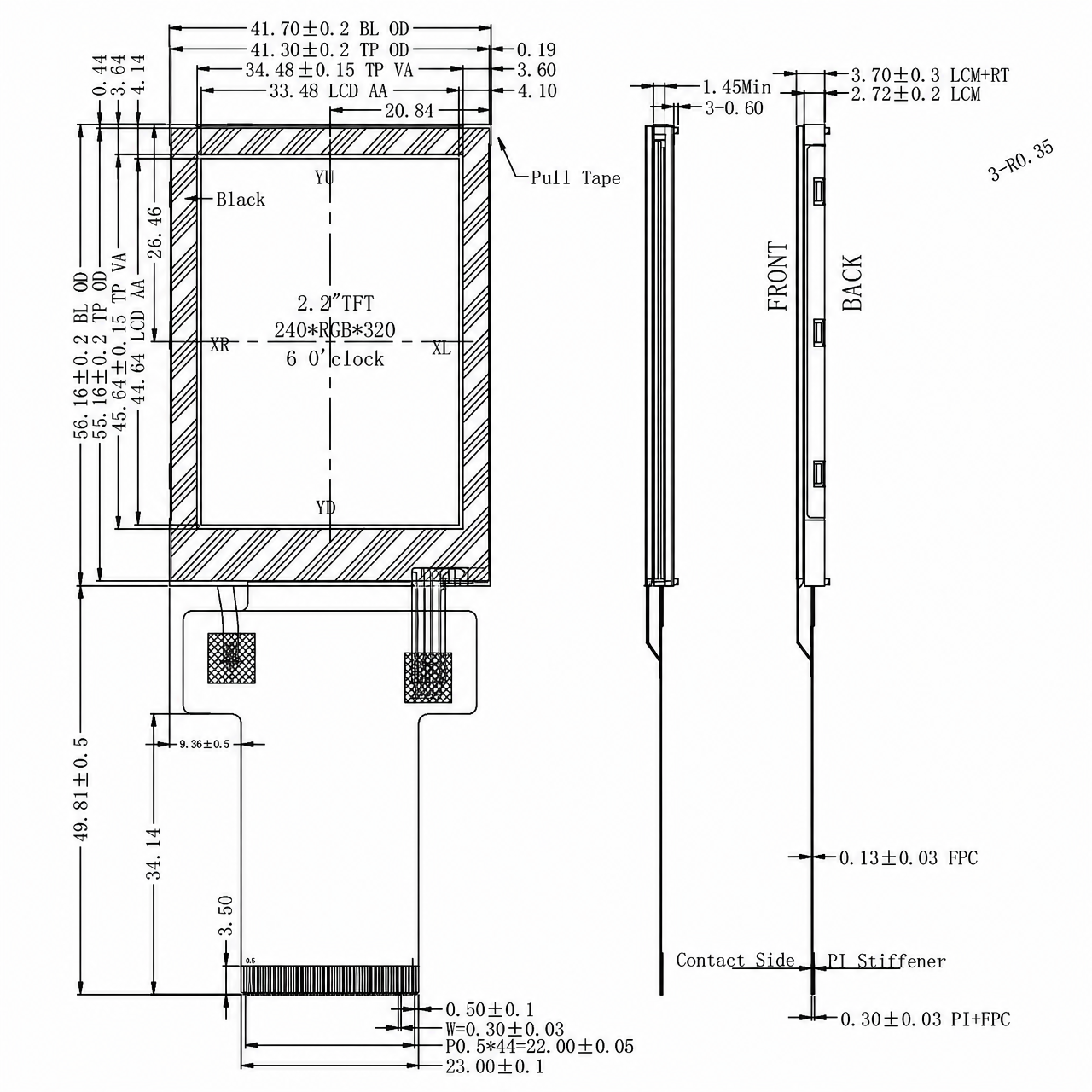 STK022QVTBD024A-RT 2.2 дюйм 240x320 ST7789V 8/9/16BIT MCU интерфейс LCD module touch panel
