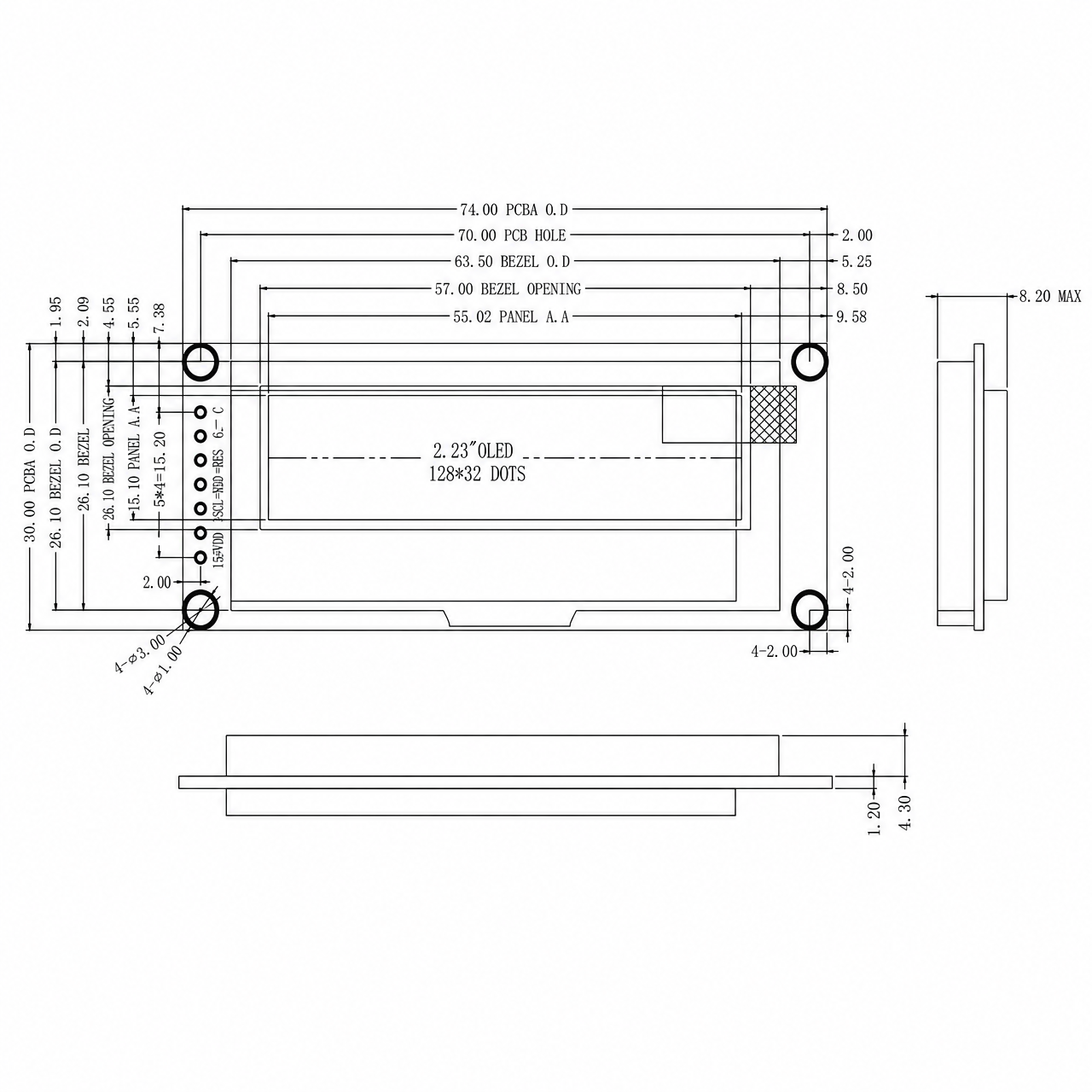 STK022SQOSN037 2.2 дюйм IPS 128x32 SSD1305 драйвер white PMOLED