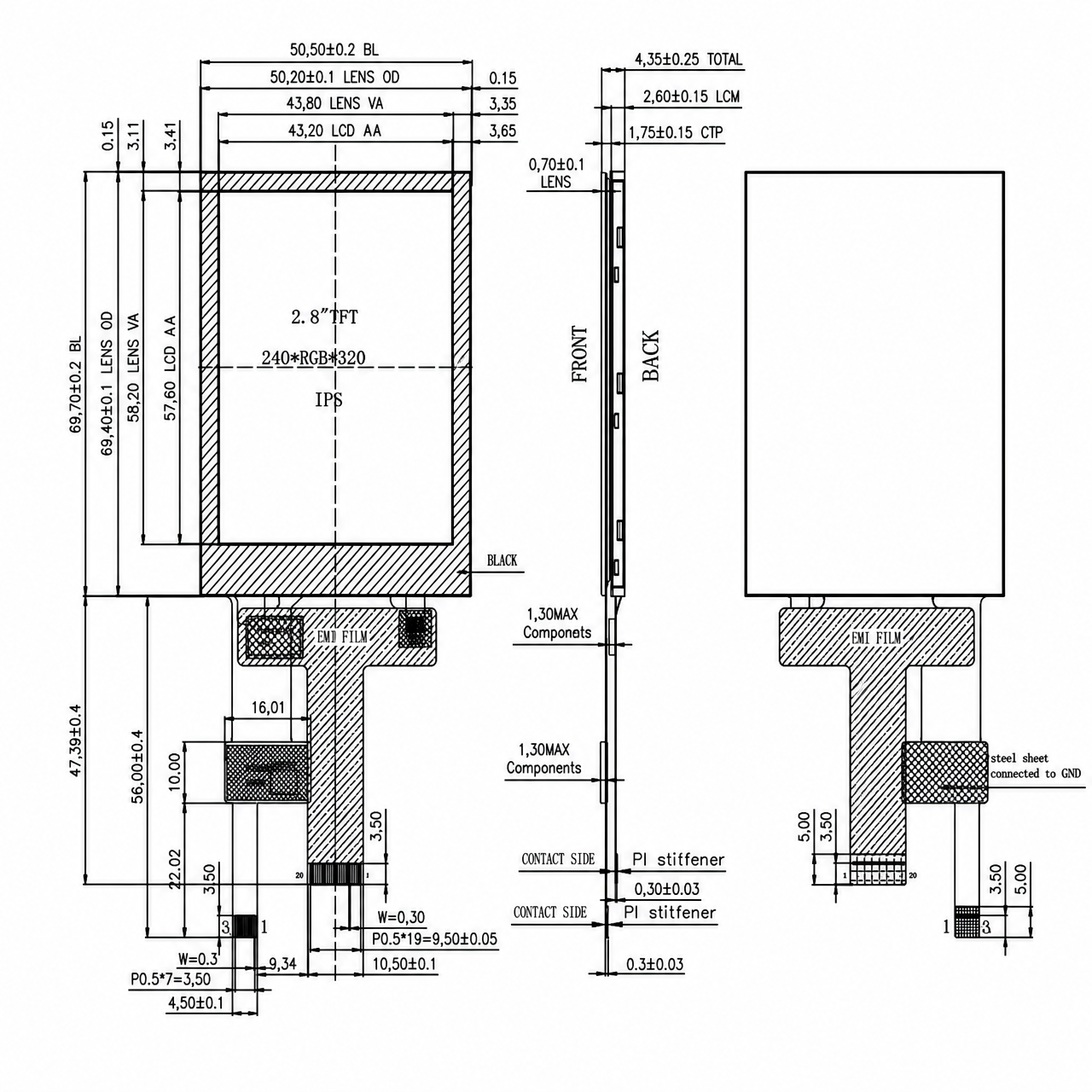 STK028QVFIA038-C018A 2.8 дюйм 240x320 JD9852 драйвер full viewing angle TFT with CTP