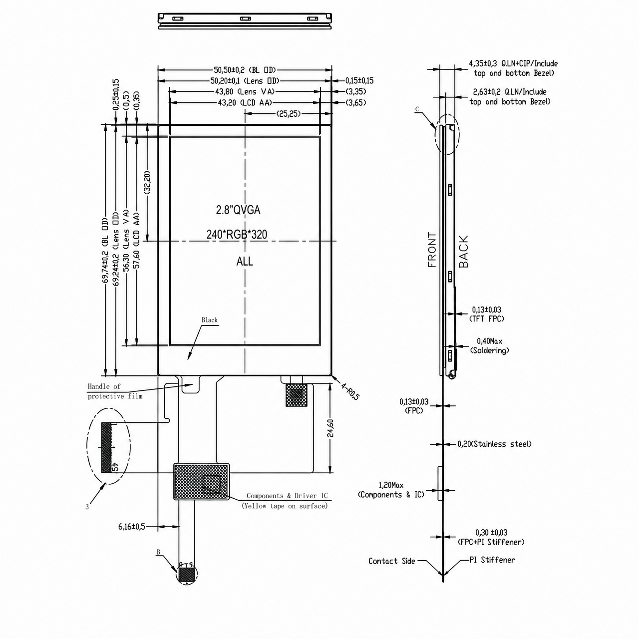 STK028QVFMA011-C020A 2.8 дюйм 240x320 ST7789V full viewing angle IPS LCD module with capacitive touch panel