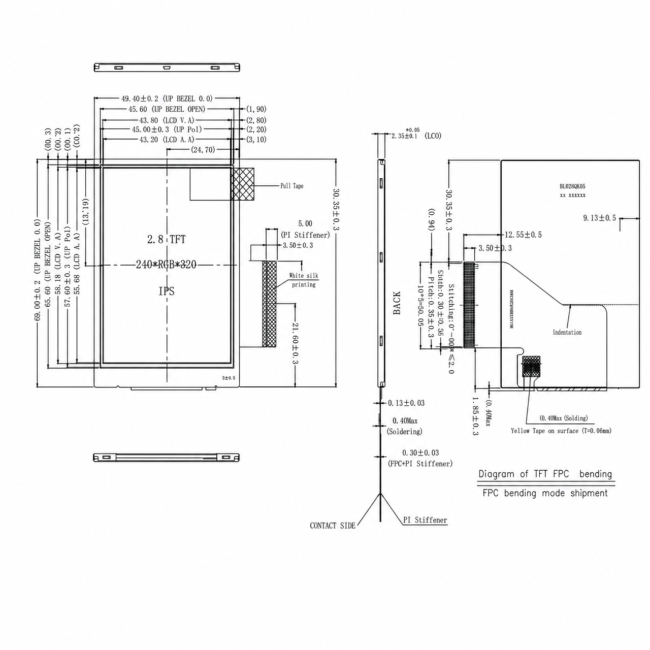 STK028QVFMA027 2.8 дюйм ST7789V IPS high contrast Industrial LCD TFT