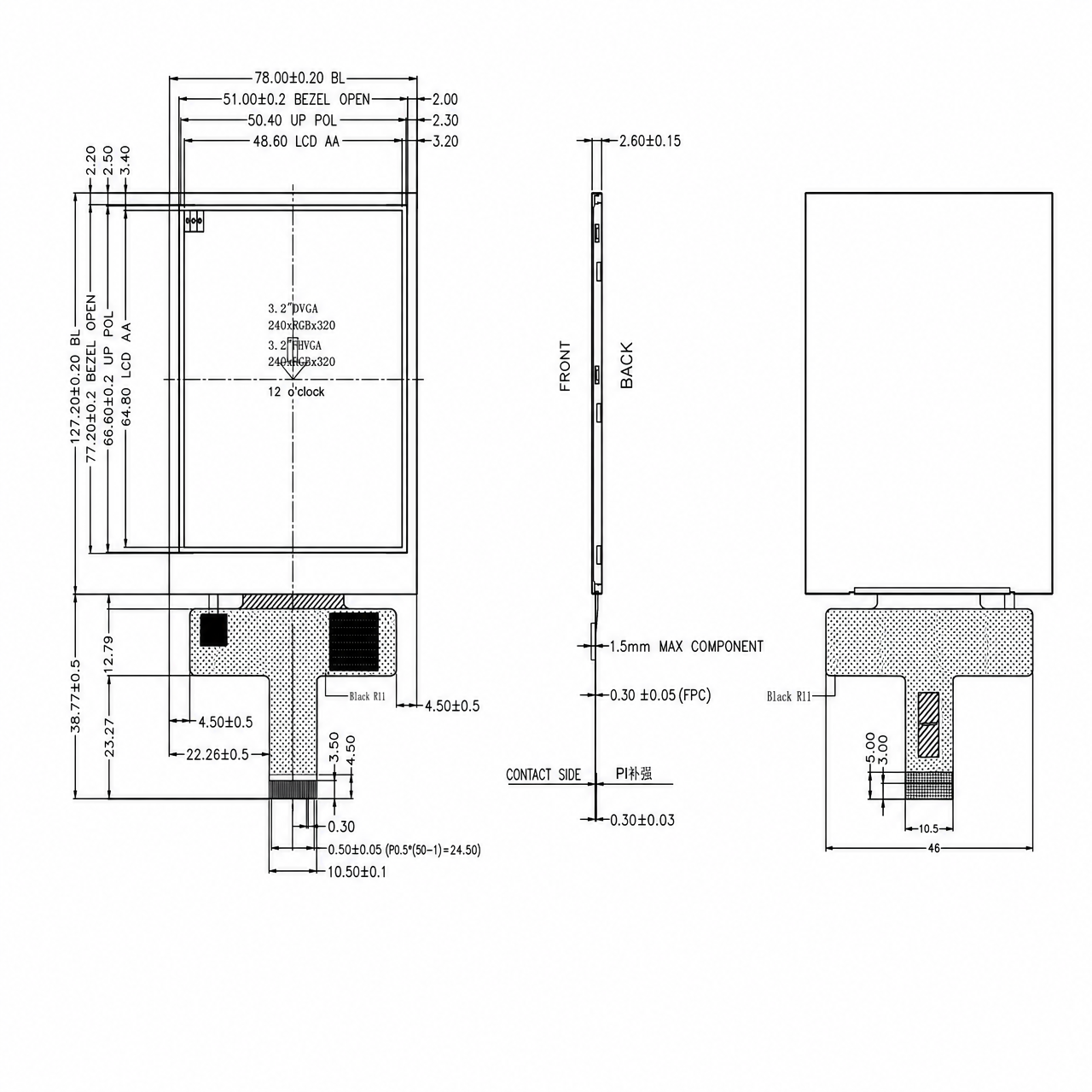 STK032QVTIA018 3.2 дюйм 240x320 JD9852 MIPI интерфейс Industrial TN TFT LCD