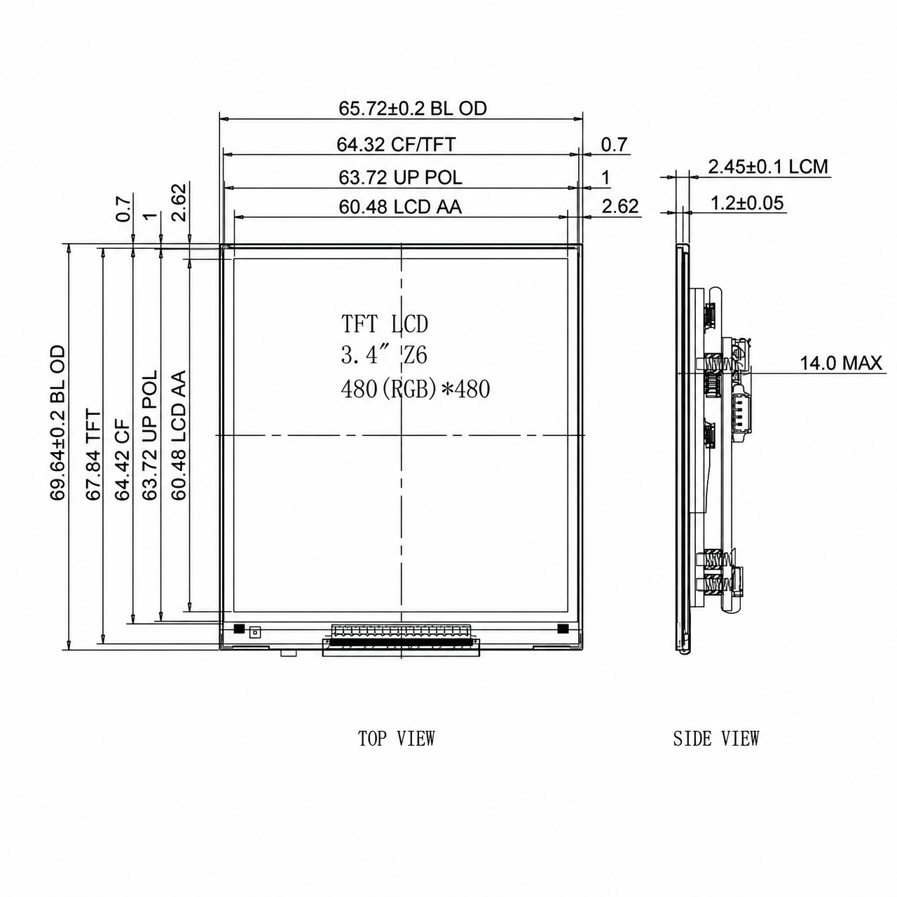 STK034WXFID001-SP002A-TypeC 3.4 дюйм Type C интерфейс sunlight readable High-brightness Industrial Square LCD display module