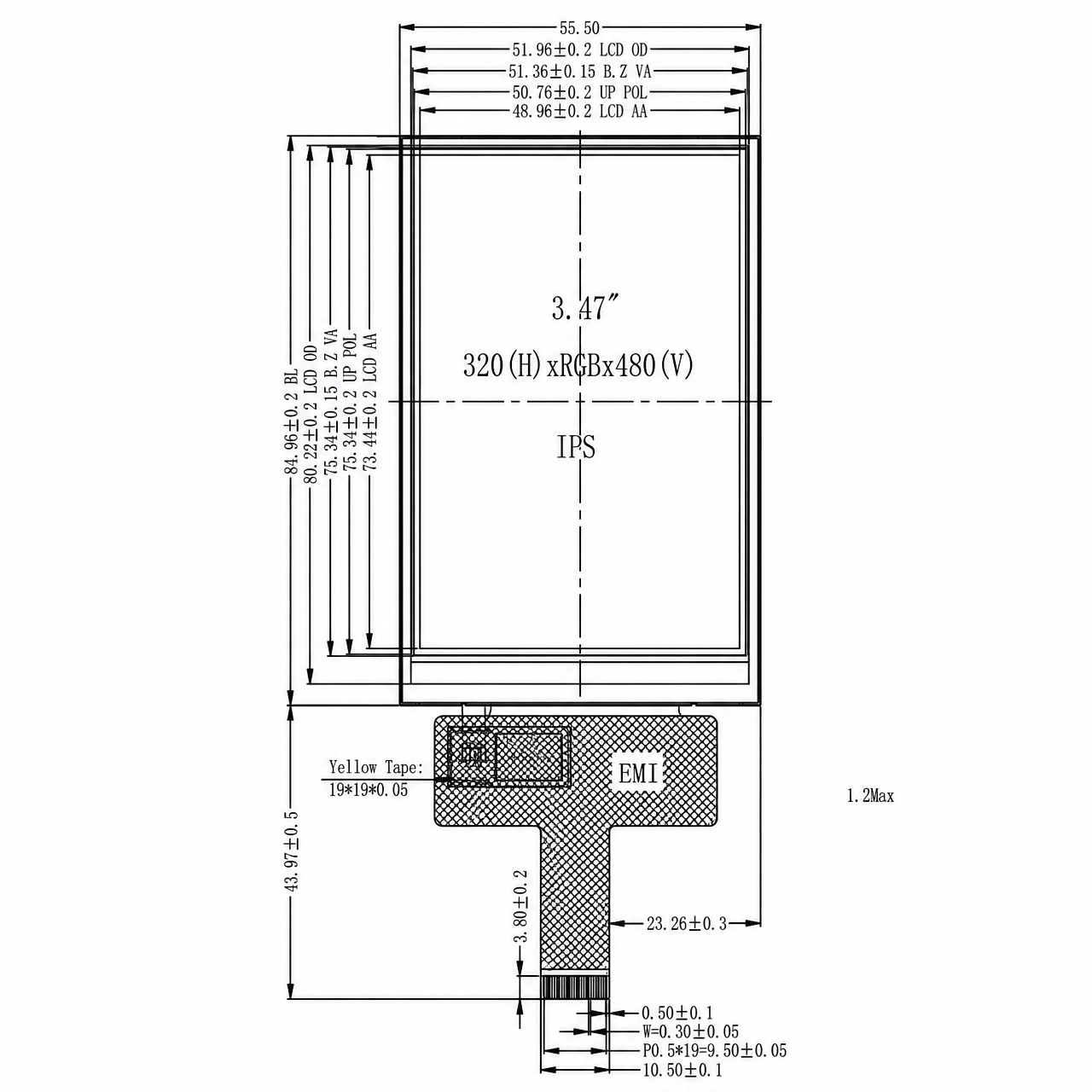STK035HVFIA141 3.5 дюйм 320x480 ILI9488 full viewing angle sunlight readable 1-line MIPI интерфейс IPS LCD module
