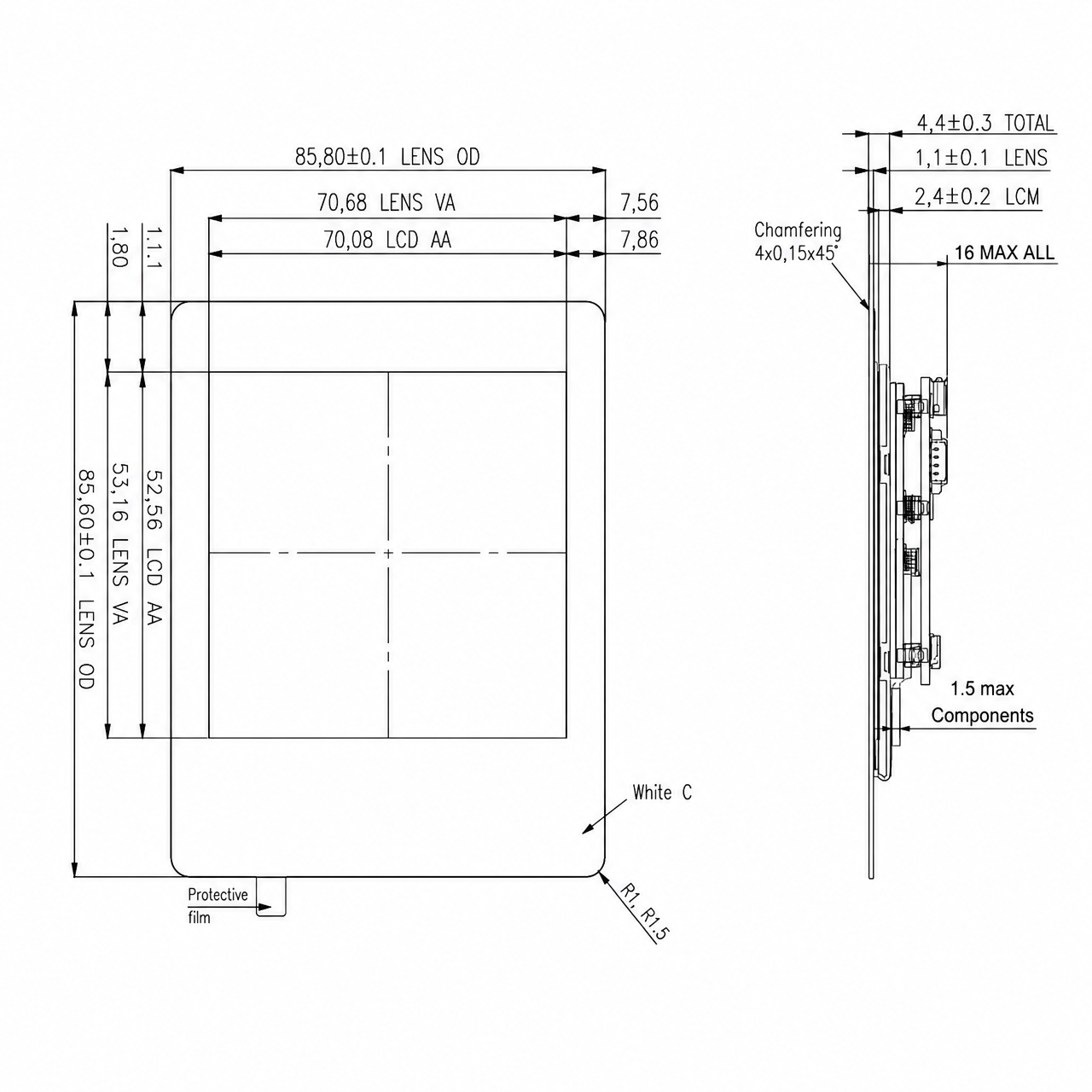 STK035VGFID162-C061B-SP005A-TypeC 3.5 дюйм 640x480 Landscape Display Type-C TFT LCD display transmissive LCM with full viewing angle LCD touch screen