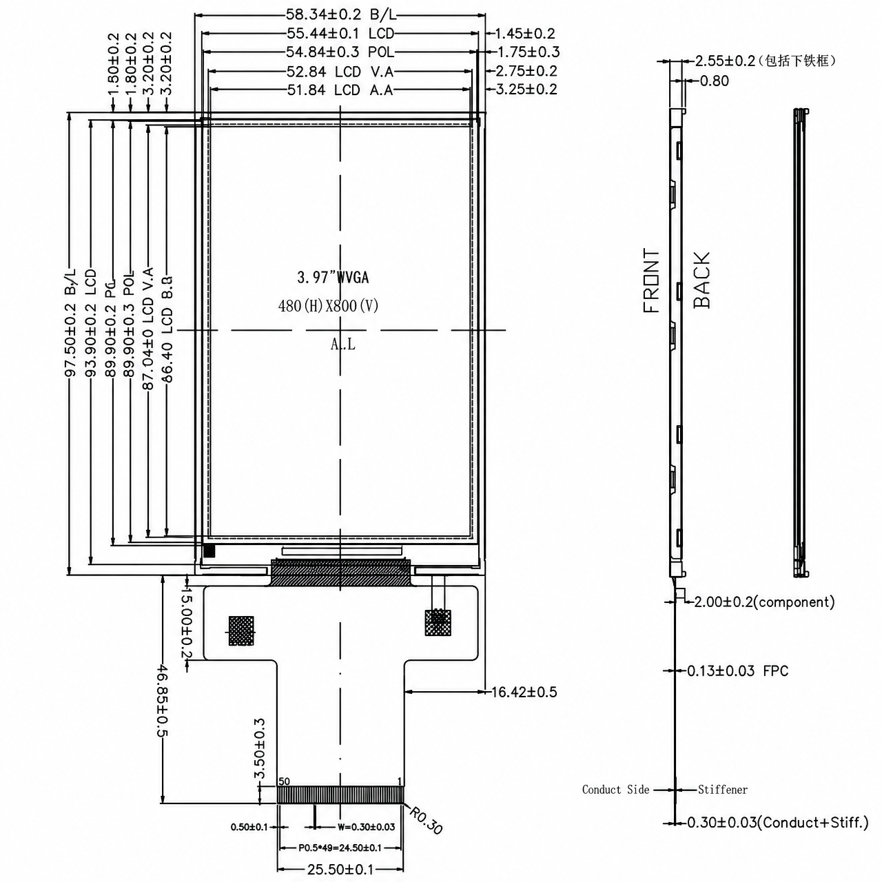 STK040WVFBD056 4.0 дюйм 480x800 IPS LCD MCU интерфейс ILI9806 full viewing angle TFT display module