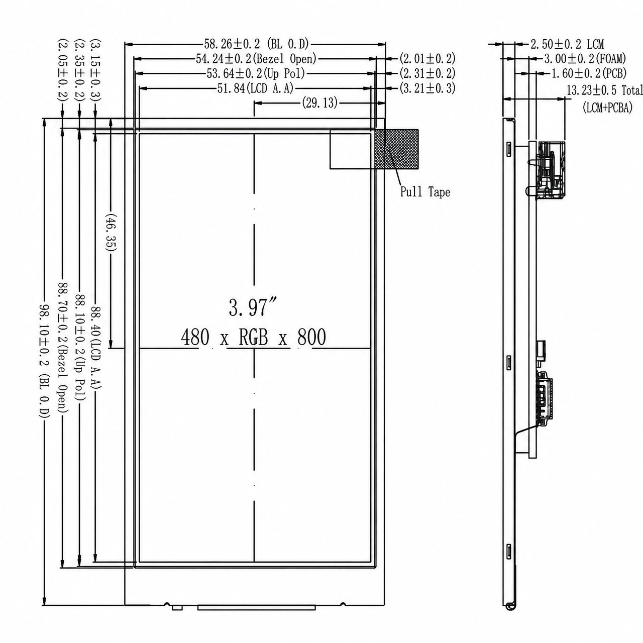 STK040WVFPA027-SP002A-HDMI 4.0 дюйм IPS Full viewing angle HDMI интерфейс 480x800 TFT LCD Display