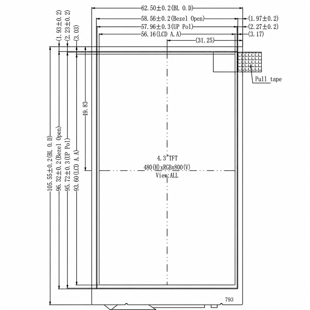 STK043WVFPA084-02-SP001A-HDMI 4.3 дюйм 480x800 HDMI интерфейс TFT LCD with HDMI board