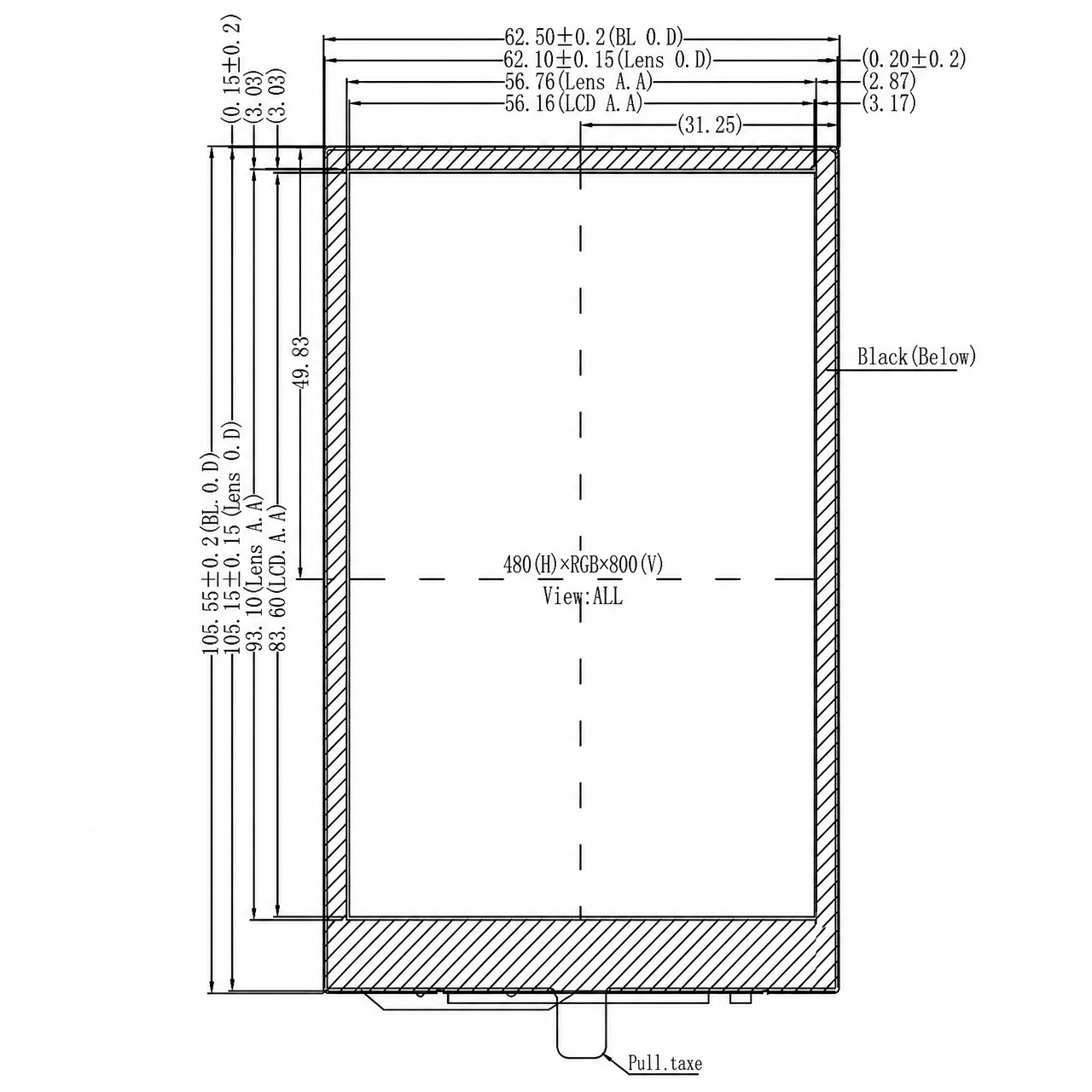 STK043WVFPA084-05-C015B-SP001A-HDMI 4.3 дюйм 480x800 HDMI интерфейс IPS LCD with capacitive touch panel