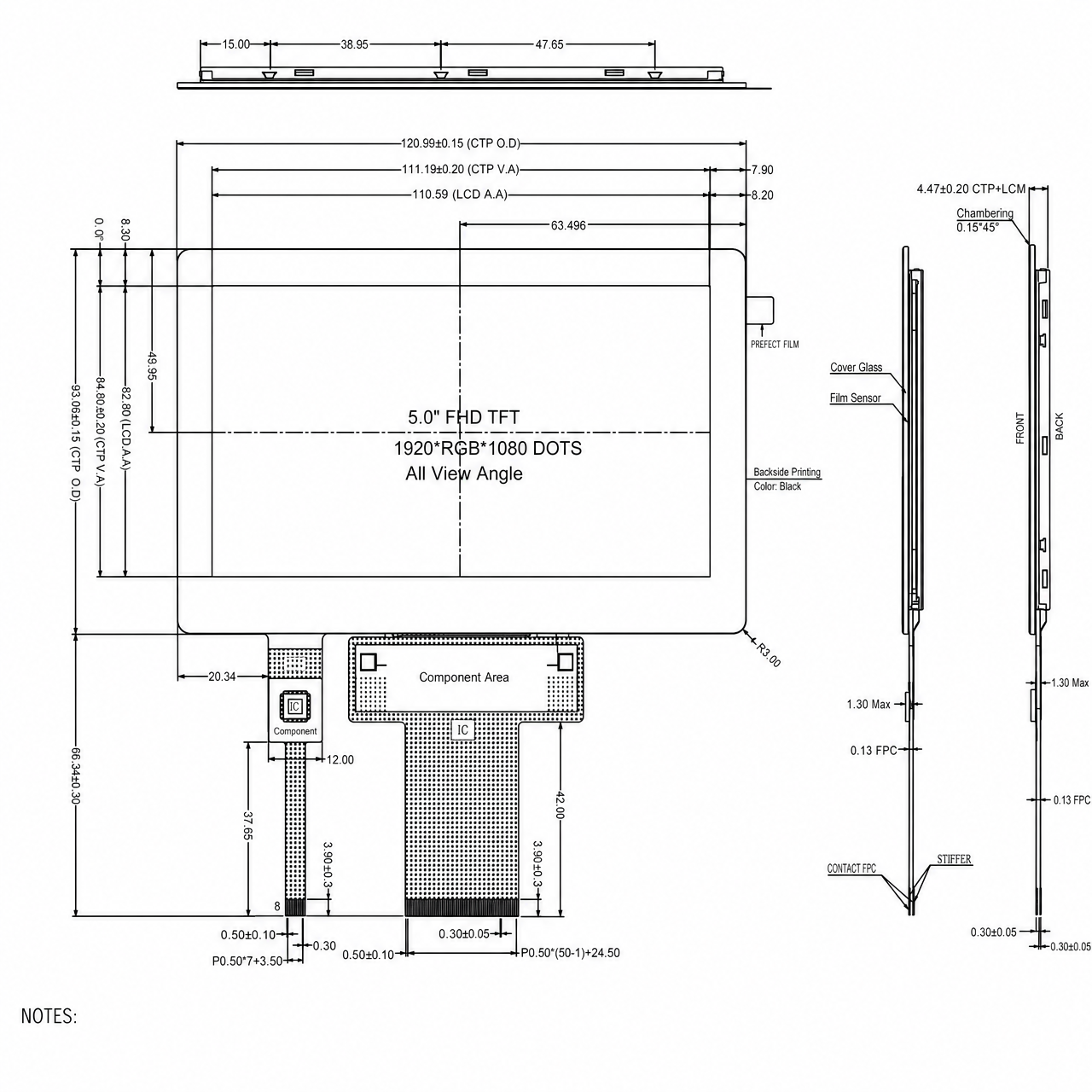 STK050FHFLD102-01-C085B 5.0 дюйм 1920x1080 SC5010B LVDS интерфейс full viewing angle FHD LTPS-LCD panel with capacitive touch screen