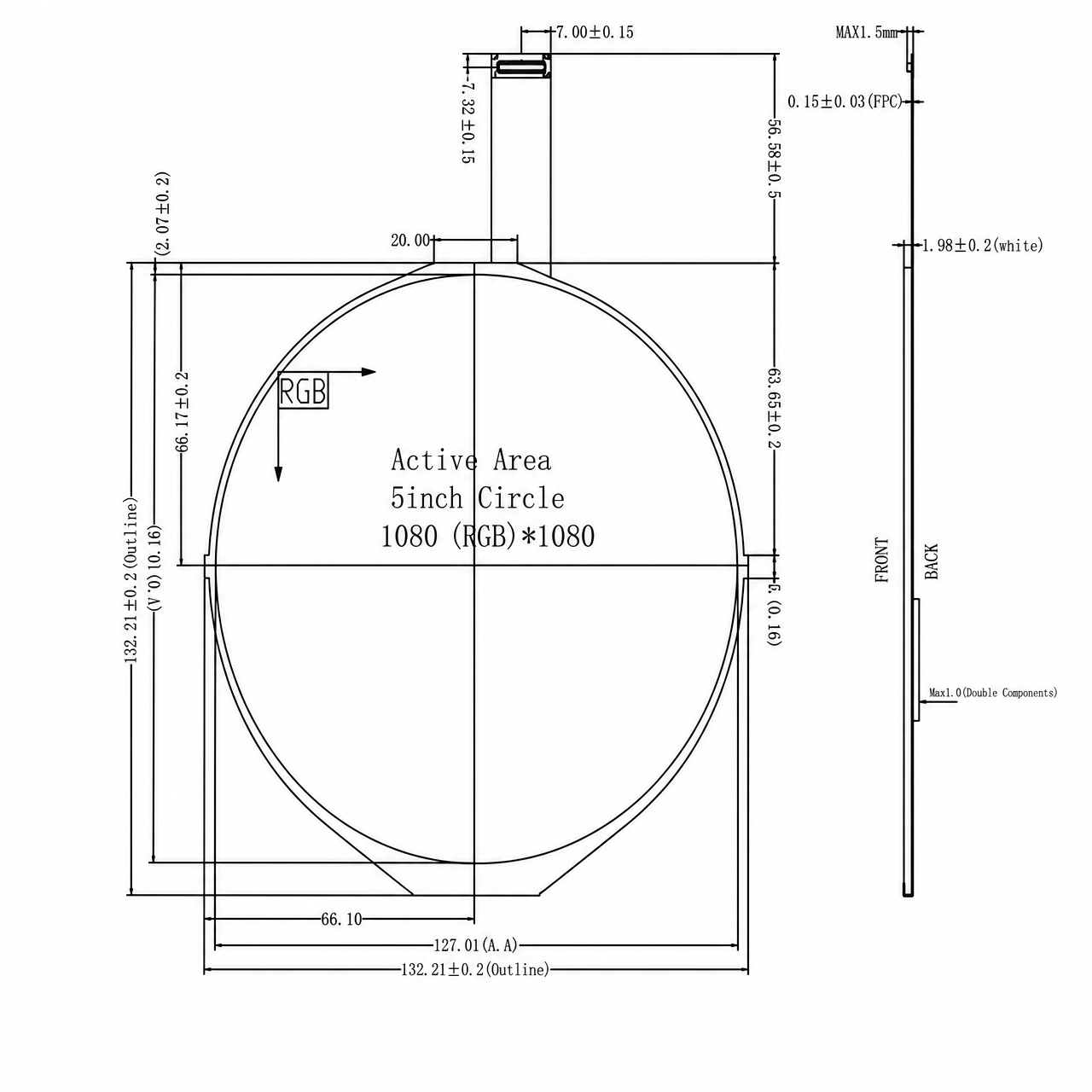 STK050SXFID039 5.0 дюйм 1080x1080 HX8399 1/2/3/4-LANE MIPI интерфейс full viewing angle round TFT IPS LCD