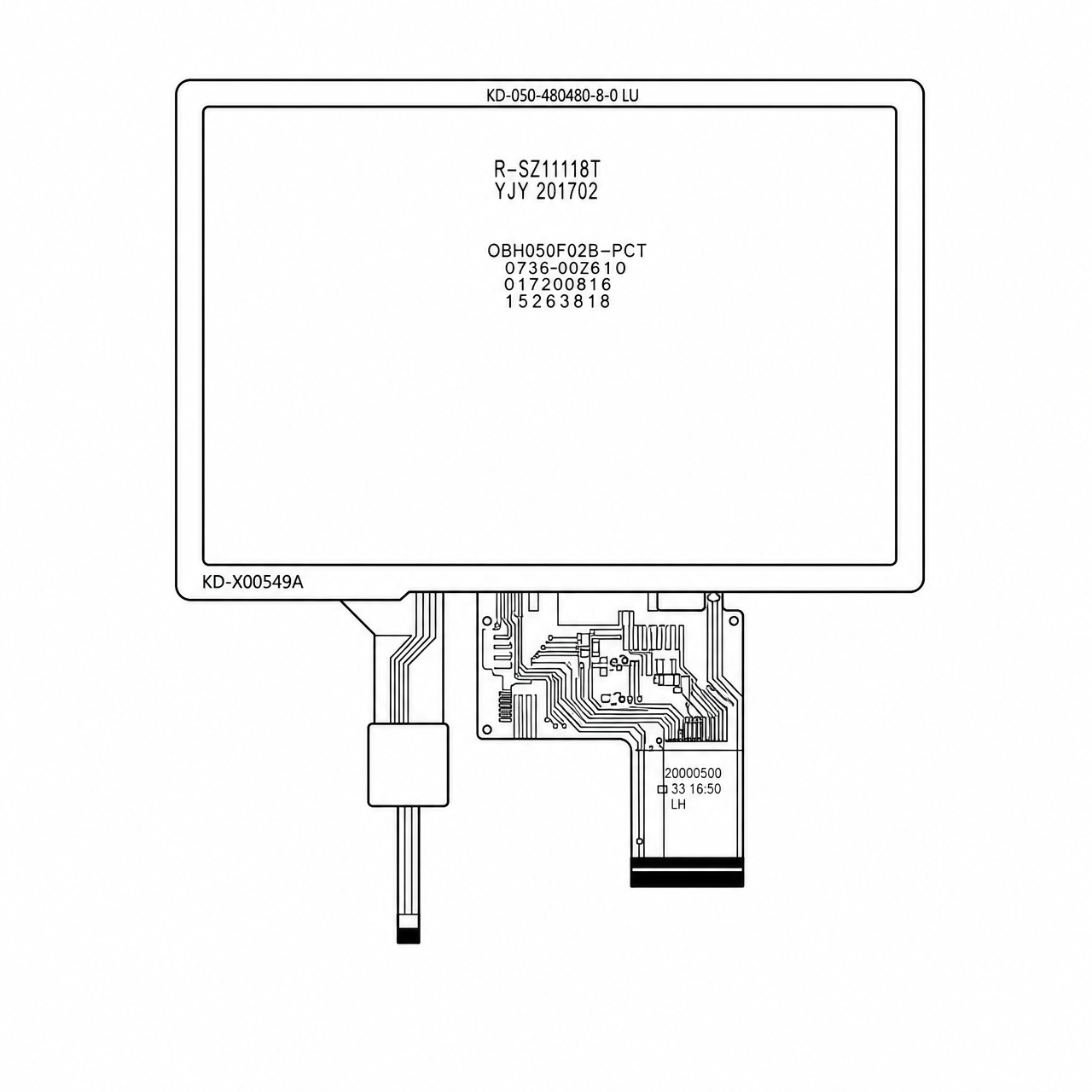STK050WVTPA045-C003A 5.0 дюйм TFT 800x480 ILI5960/ILI6122 RGB интерфейс TN LCD with capacitive touch panel