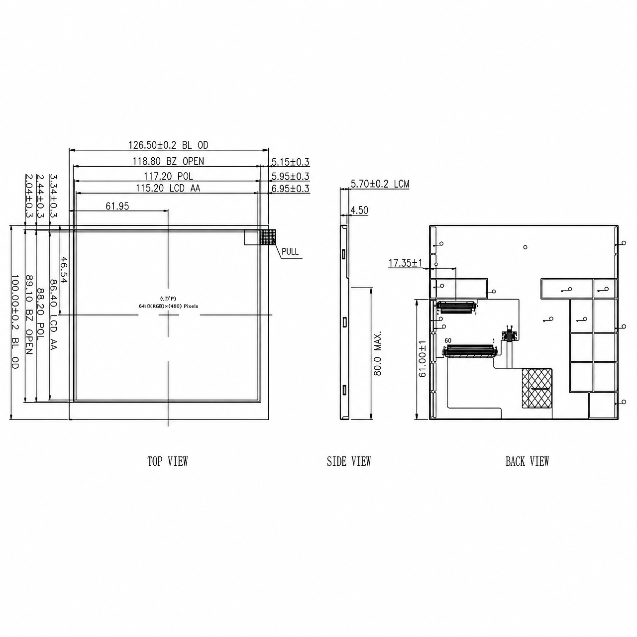 STK057VGFLA012A 5.7 дюйм 640x480 LVDS интерфейс JD9168S high contrast full viewing angle wide temperature TFT LCD