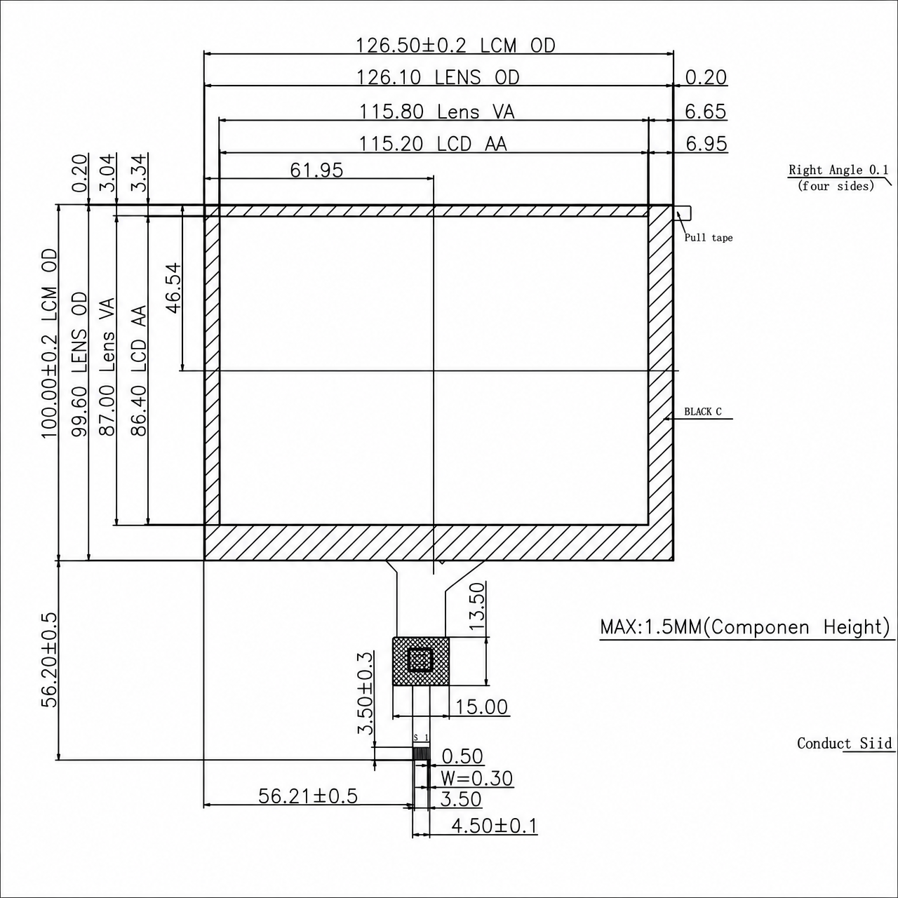 STK057VGFPA011-C004A 5.7 дюйм 640x480 18bit RGB интерфейс wide temperature TFT LCD with capacitive touch panel