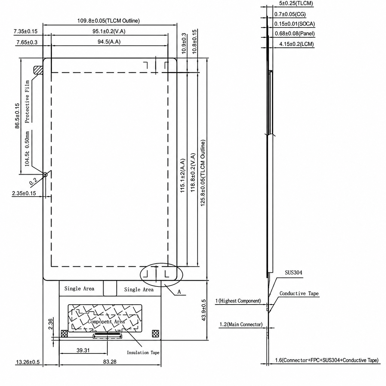 STK070WUFID123-C123A 7.0 дюйм 1200x1920 FT7250 4 lane MIPI интерфейс IPS high brightness industrial LCD module with capacitive touch