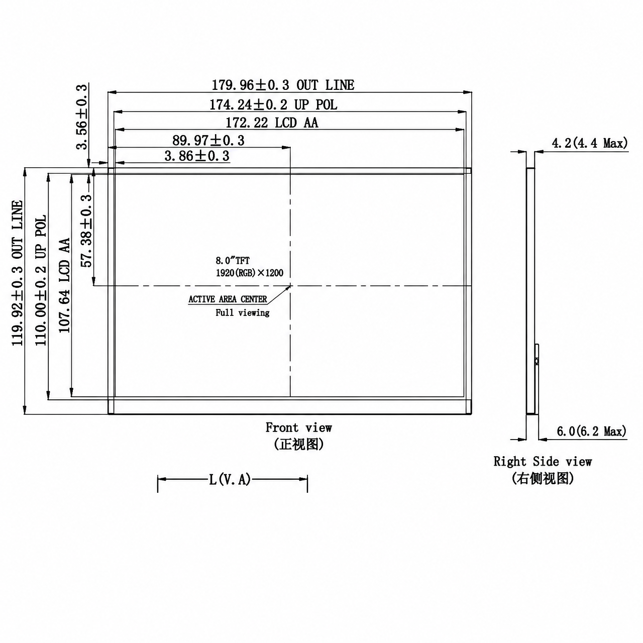 STK080WUFLD027 8.0 дюйм IPS 1920x1200 high brightness wide temperature TFT LCD module