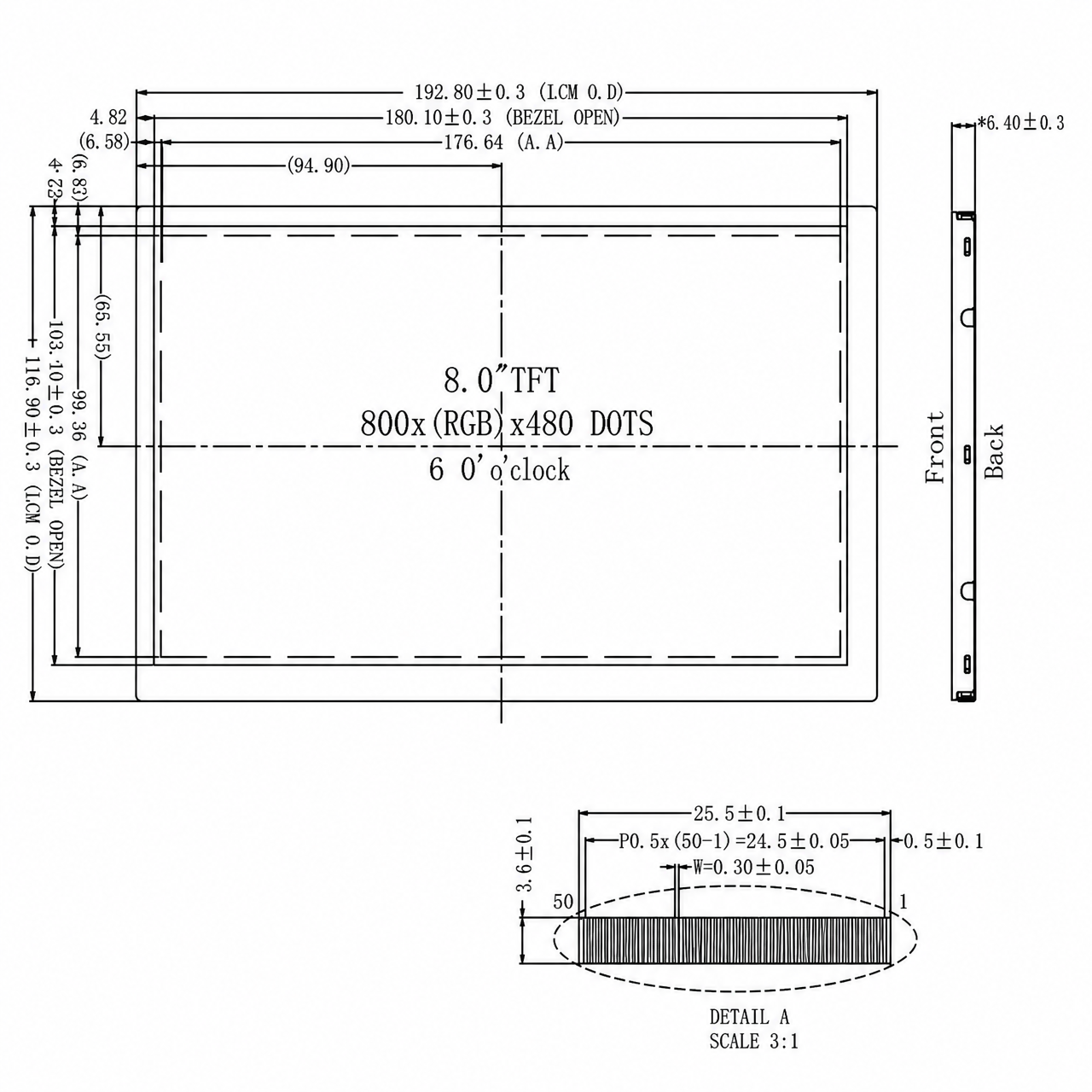STK080WVTPA029 8.0 дюйм 800x480 RGB интерфейс high brightness TFT LCD module