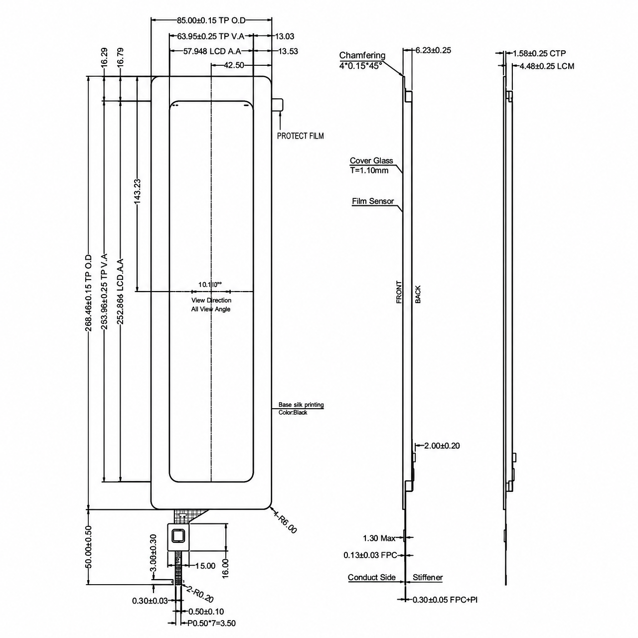 STK101FHFID031-C037A 10.1 дюйм MIPI интерфейс IPS sunlight readable Bartype LCD with touch screen