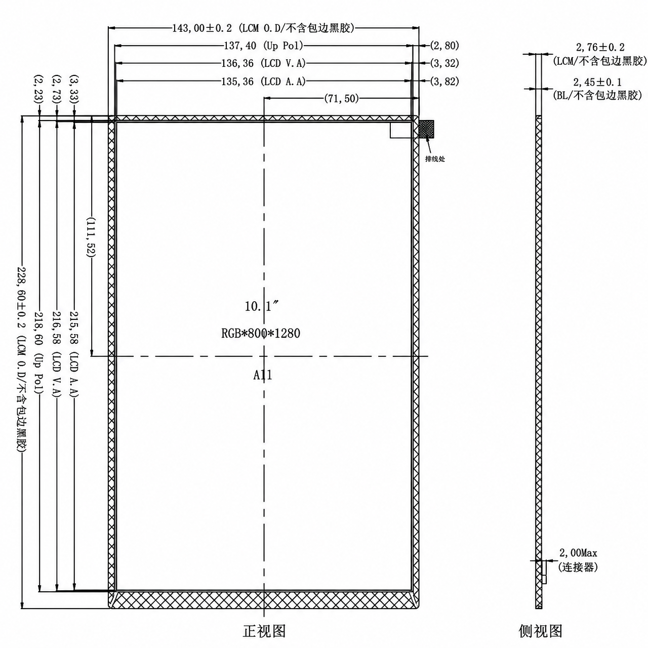 STK101WXFID018 10.1 дюйм 800x1280 full viewing angle 4-Lane MIPI интерфейс JD9365AA IPS LCD