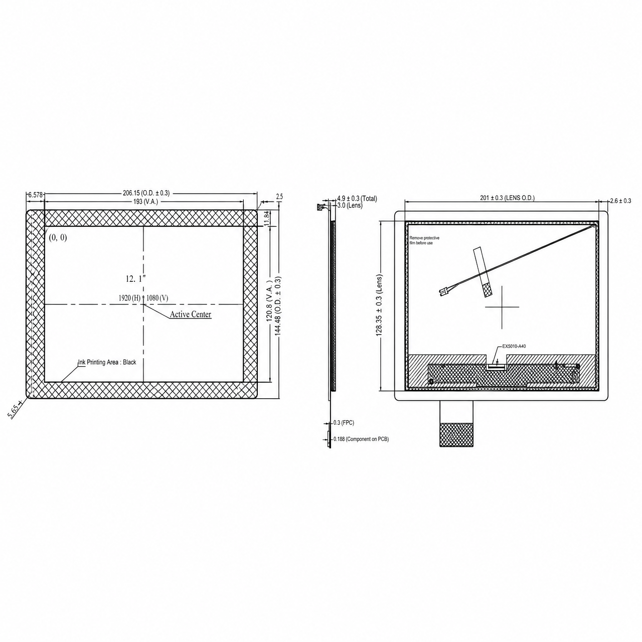 STK121UXFLA037-C014B 12.1 дюйм 1920x1080 IPS high brightness high contrast TFT LCD Module with capacitive touch panel