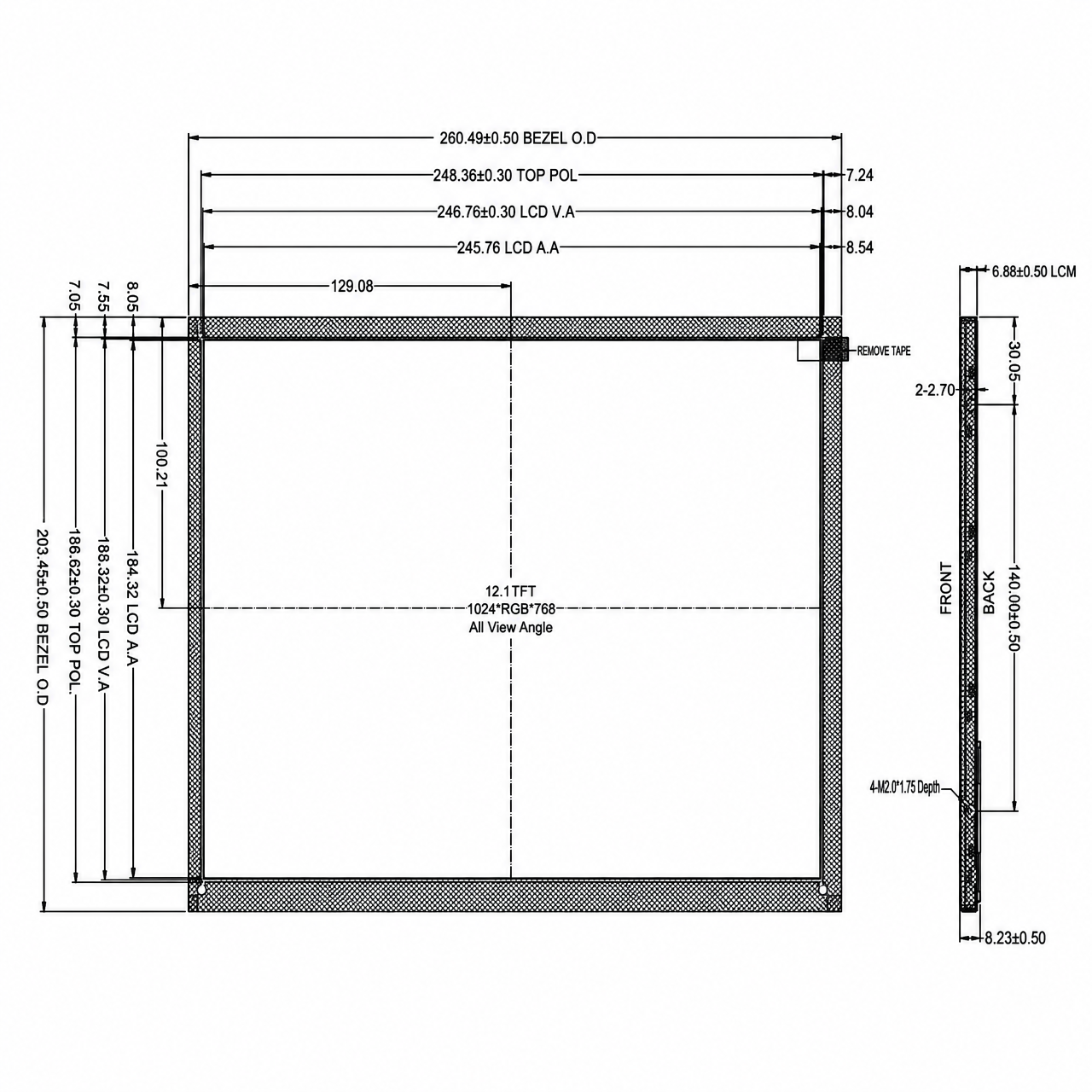 STK121XGFLD024 12.1 дюйм 1024x768 high brightness wide temperature Free V.A. LVDS интерфейс TFT LCD Module