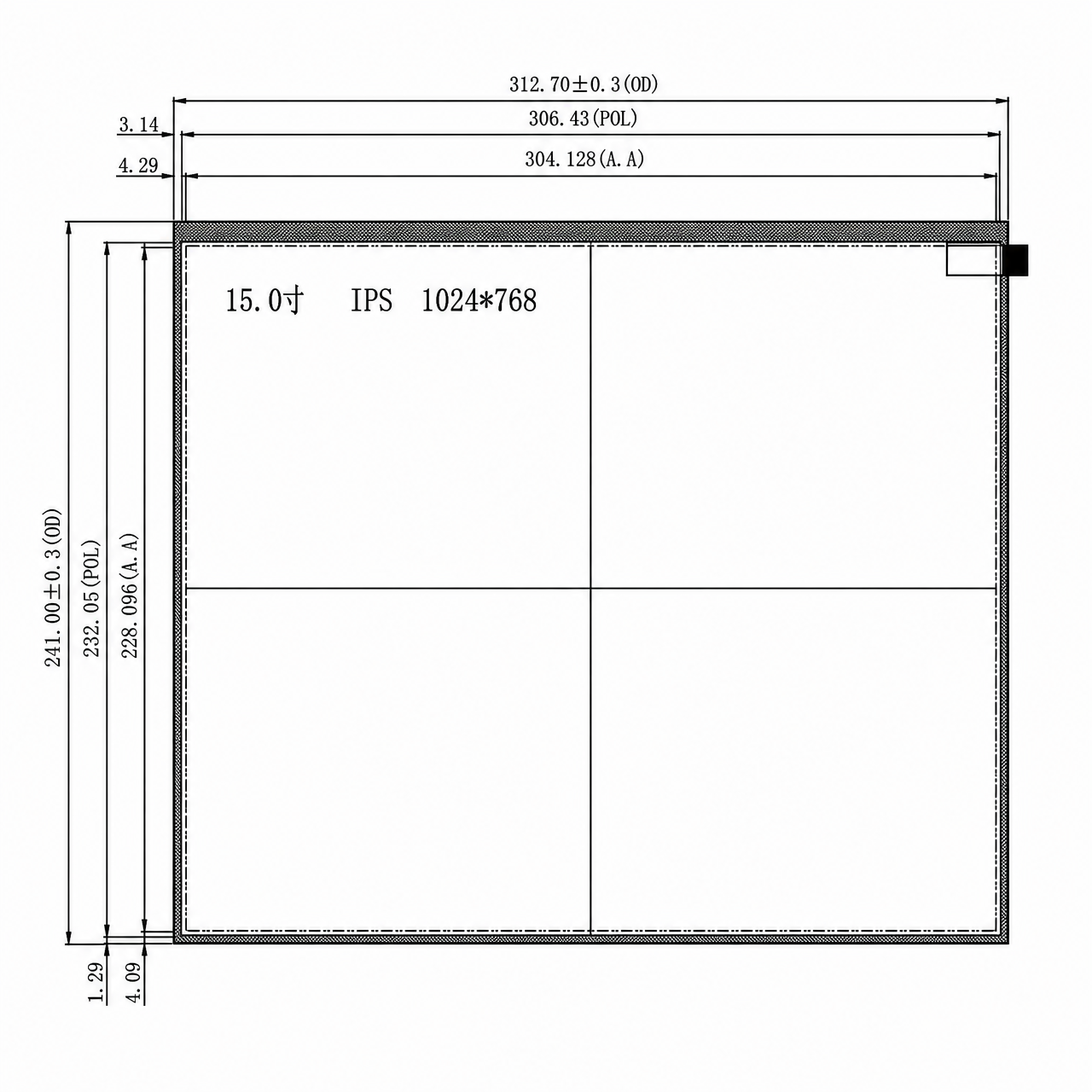 STK150HDFLD014 15 дюйм IPS 1024x768 LVDS интерфейс full viewing angle TFT LCD module