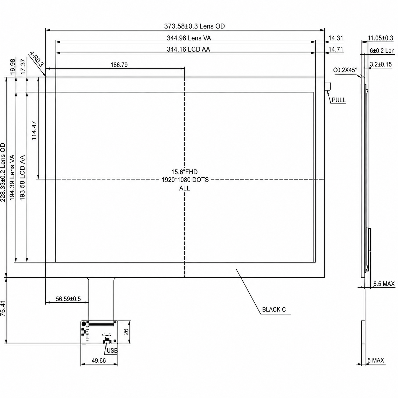 STK156FHFLA007-C004A 15.6 дюйм 1920x1080 LVDS интерфейс high contrast ratio IPS TFT LCD module with touch panel