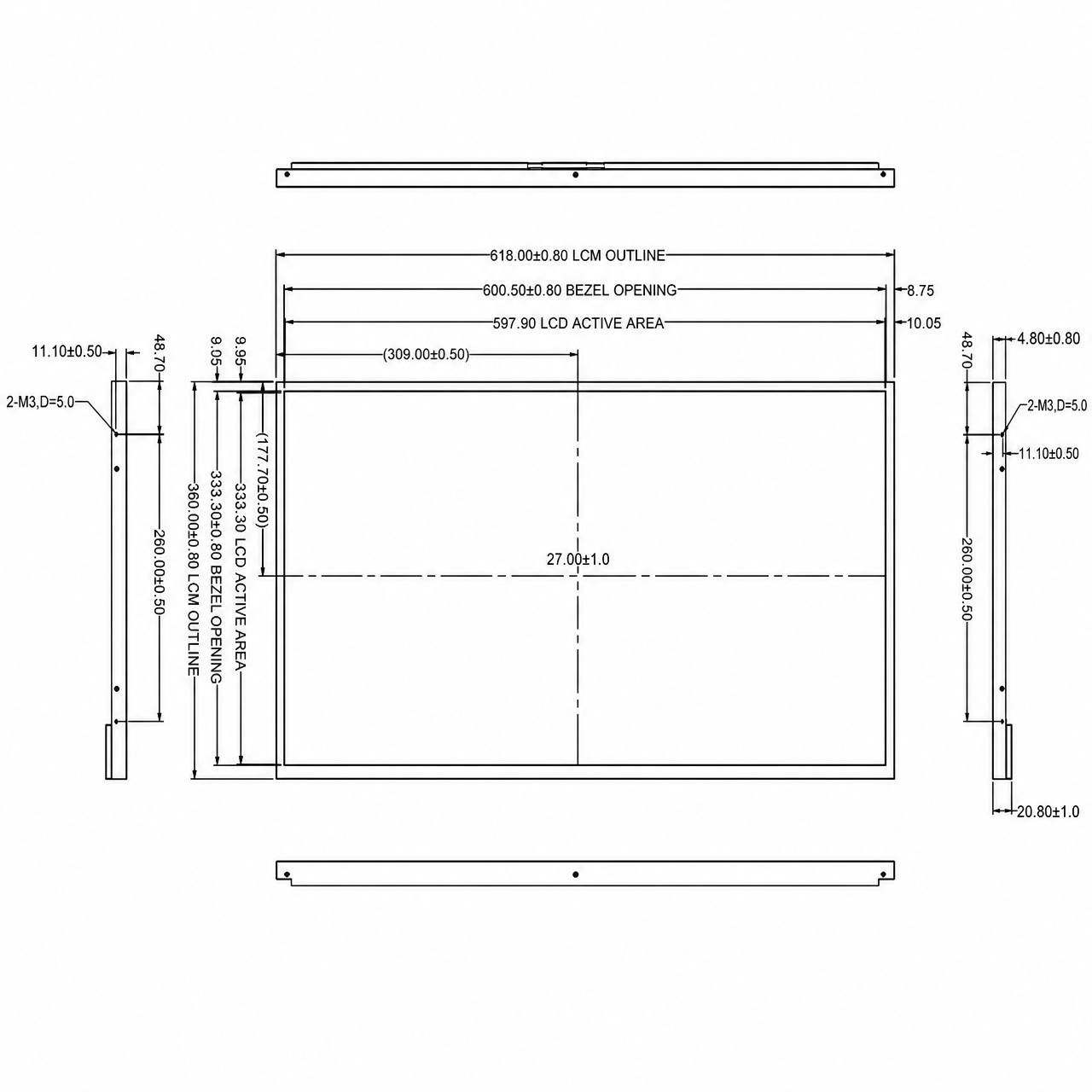 STK270FHFLA022 27 дюйм FHD 1920x1080 High Brightness Industrial TFT LCD Display