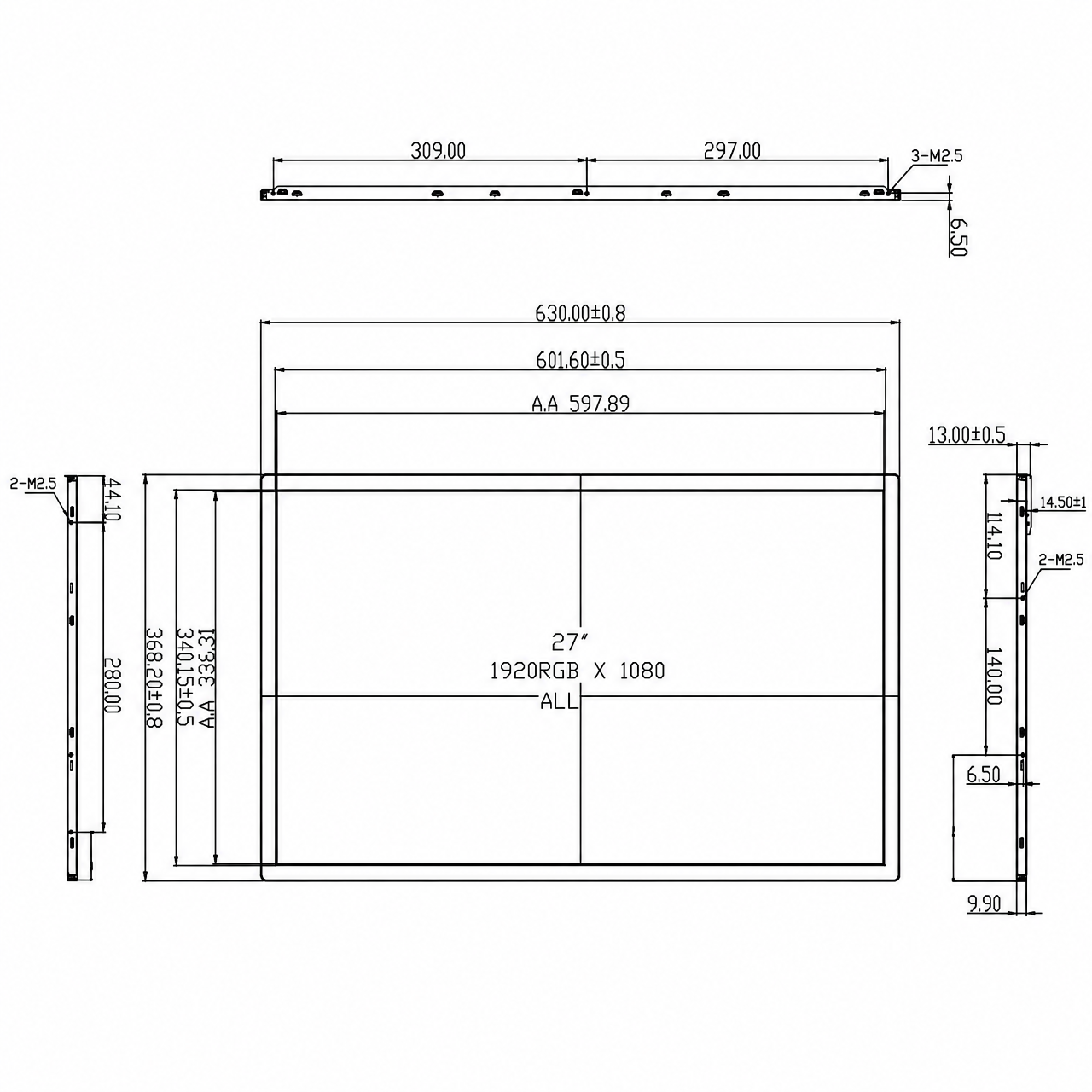 STK270FHFLA025 27 дюйм 1920x1080 LVDS интерфейс High Brightness Industrial TFT LCD Module