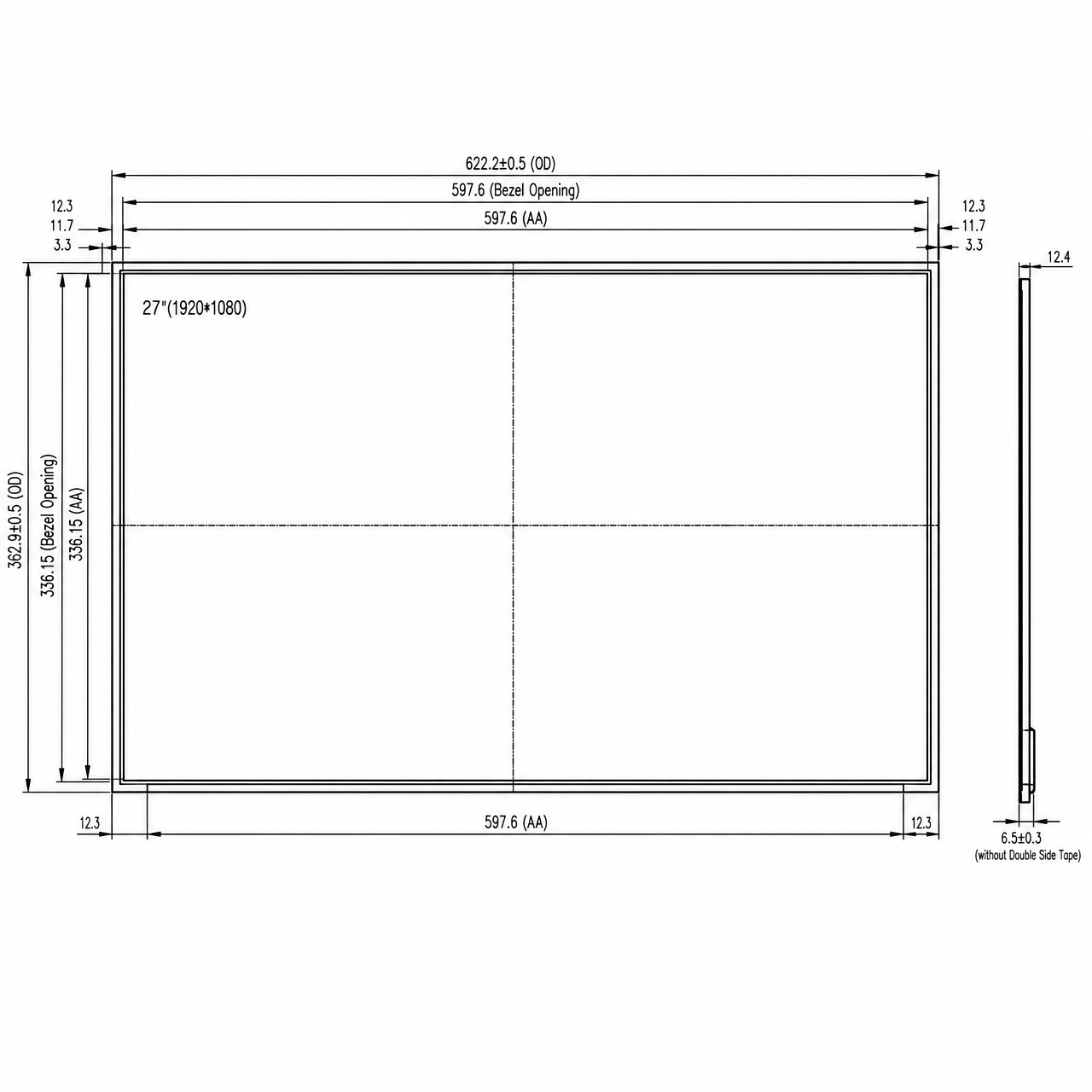 STK270FHFLD012 27 дюйм IPS 1920x1080 LVDS интерфейс Industrial TFT LCD module