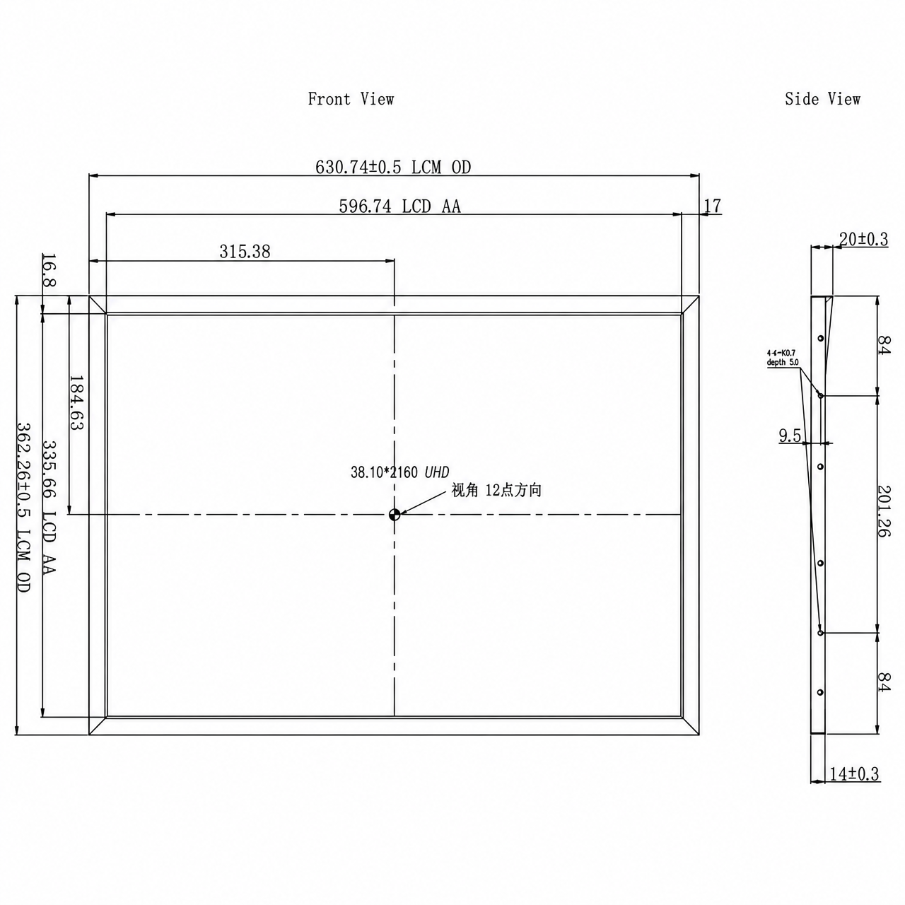 STK270UHFLA030 27 дюйм 3840x2160 UHD High Brightness EDP интерфейс Industrial TFT LCD Module