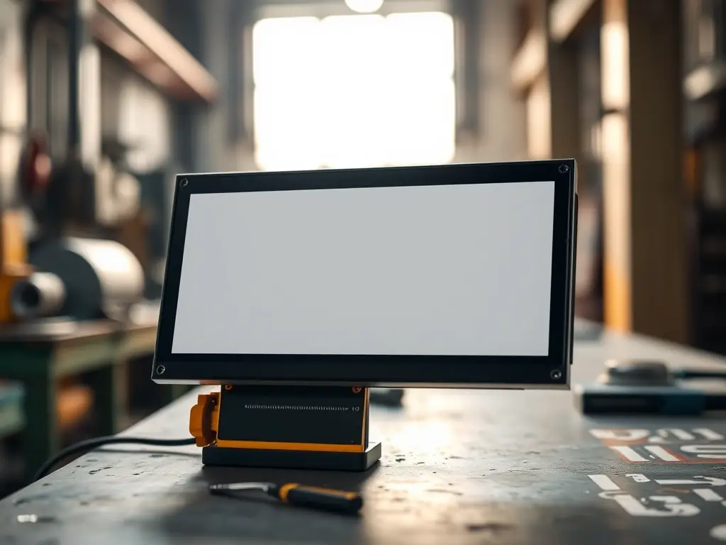 A close-up image of a monochrome standard LCD module showcasing its clarity and design, used in an industrial setting.