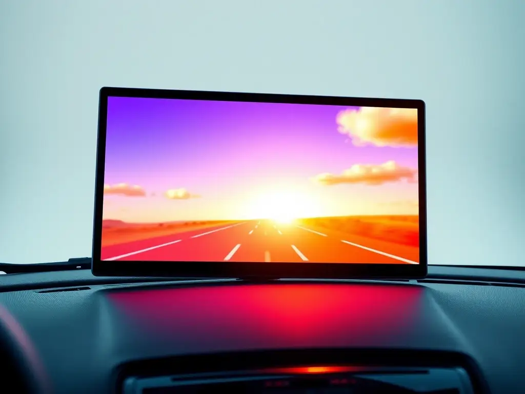 A vibrant image of a TFT display, highlighting its color accuracy and wide viewing angle, perfect for automotive dashboards.